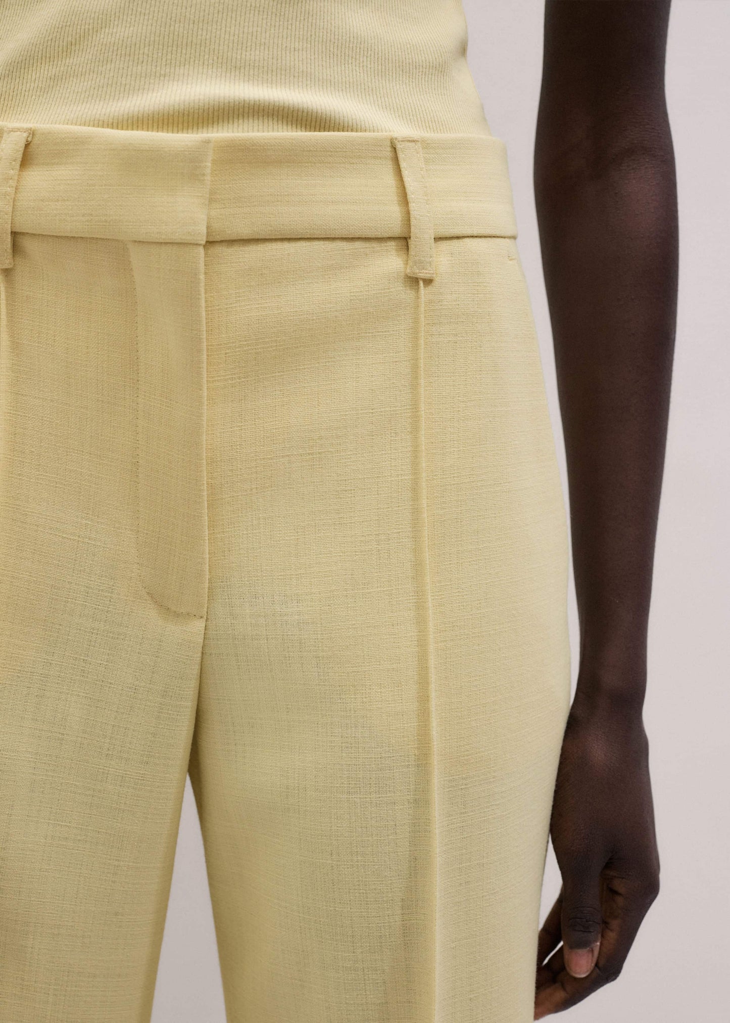 ME and EM Clothing Yellow Tailored Straight Crop Pant