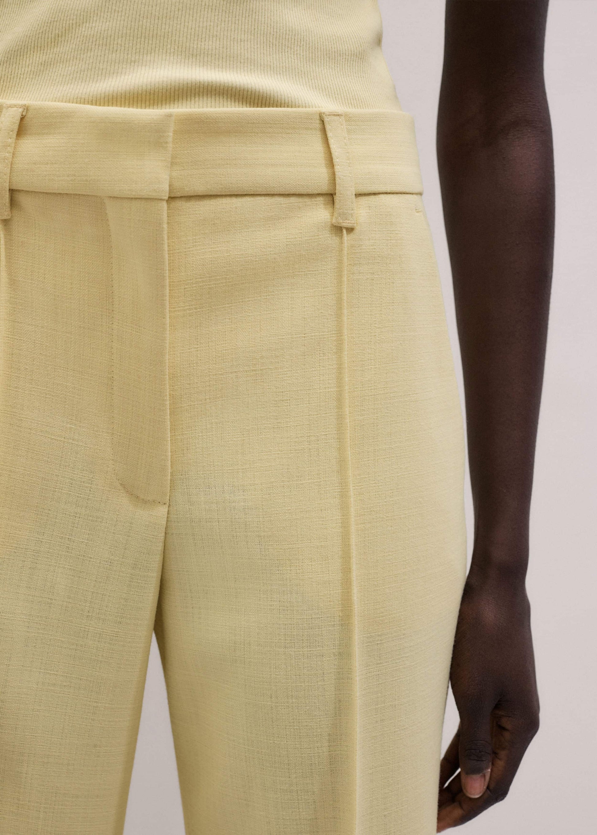 ME and EM Clothing Yellow Tailored Straight Crop Pant