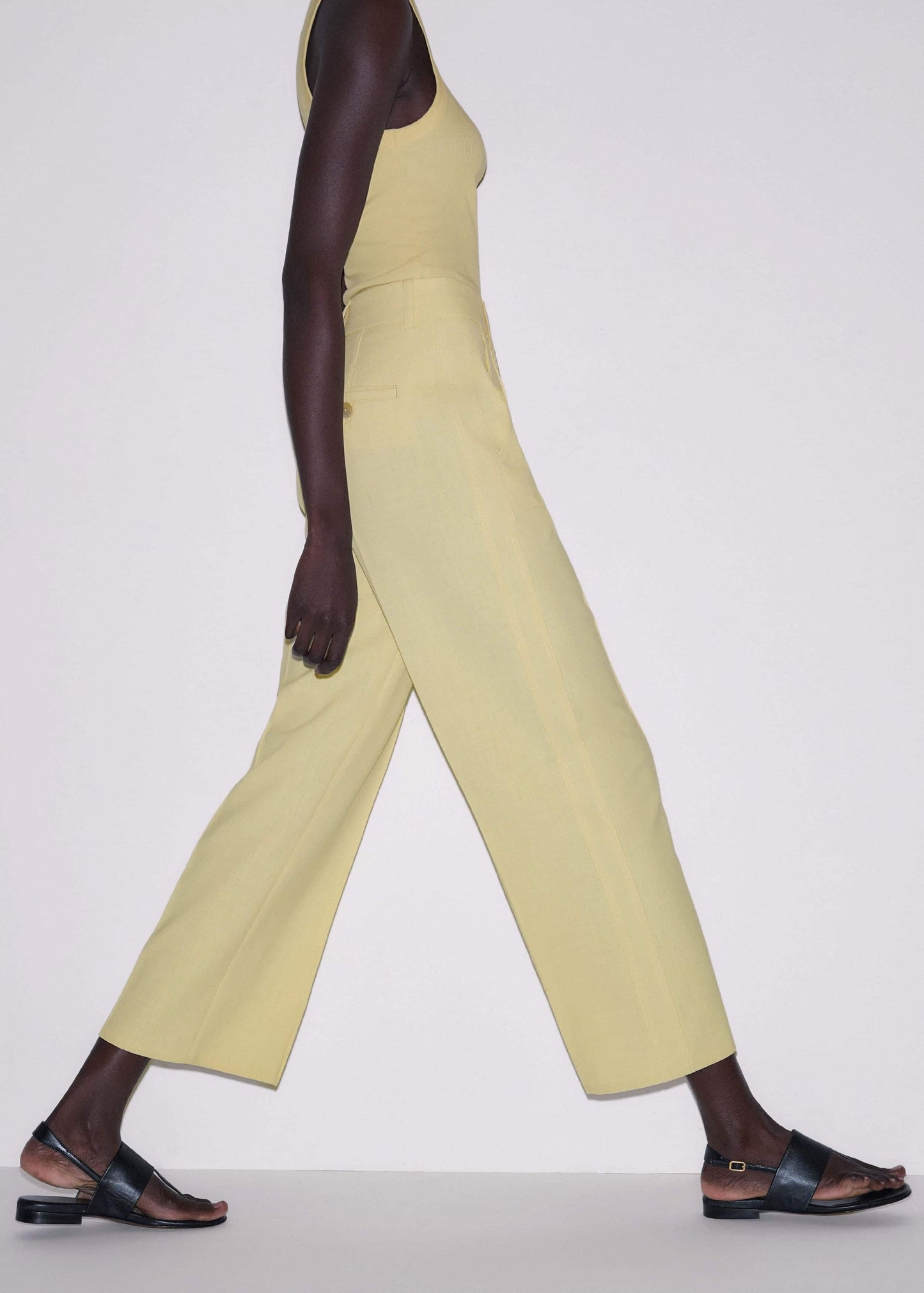 ME and EM Clothing Yellow Tailored Straight Crop Pant