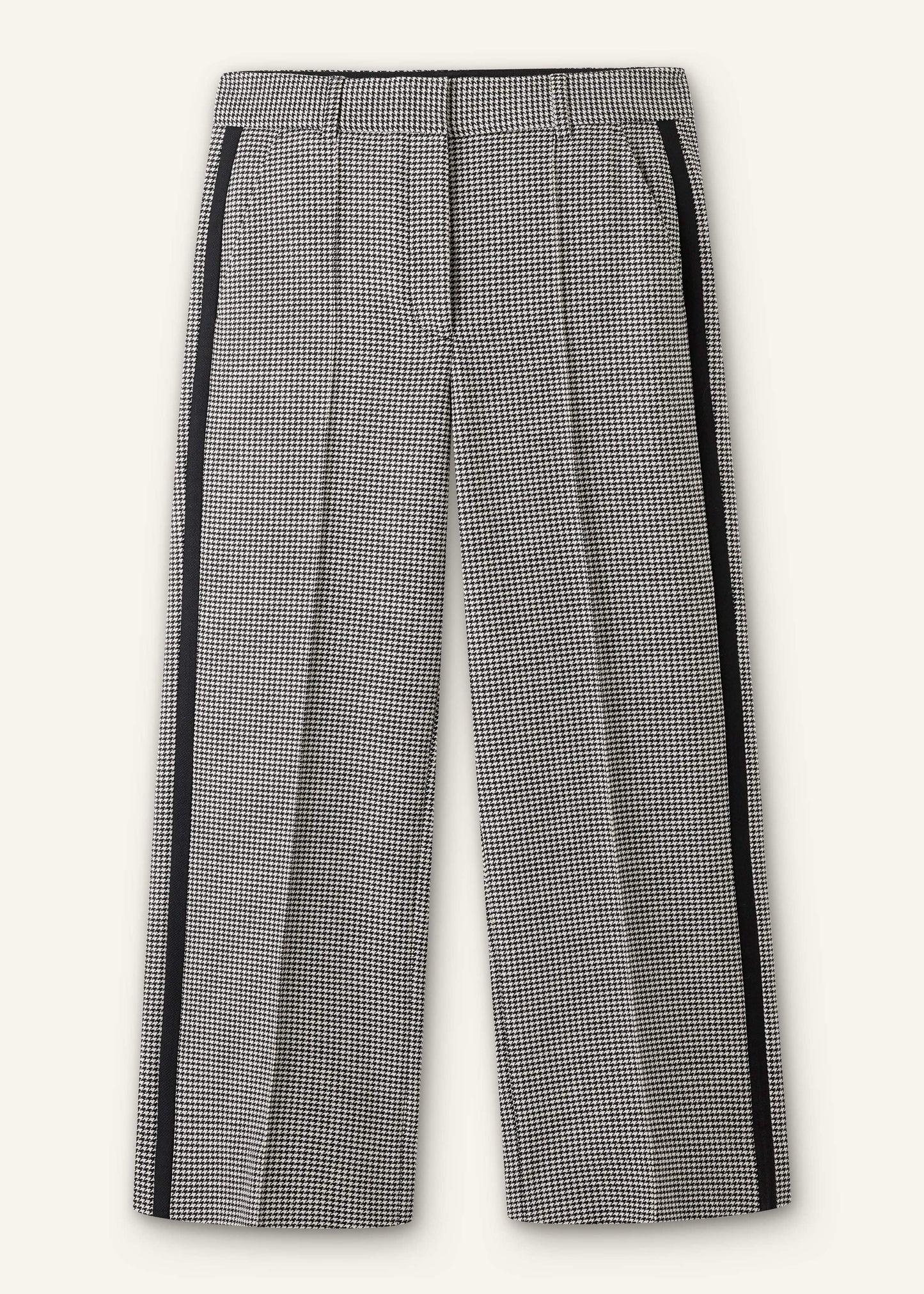 ME and EM Clothing Ivory Houndstooth Straight Crop Trouser