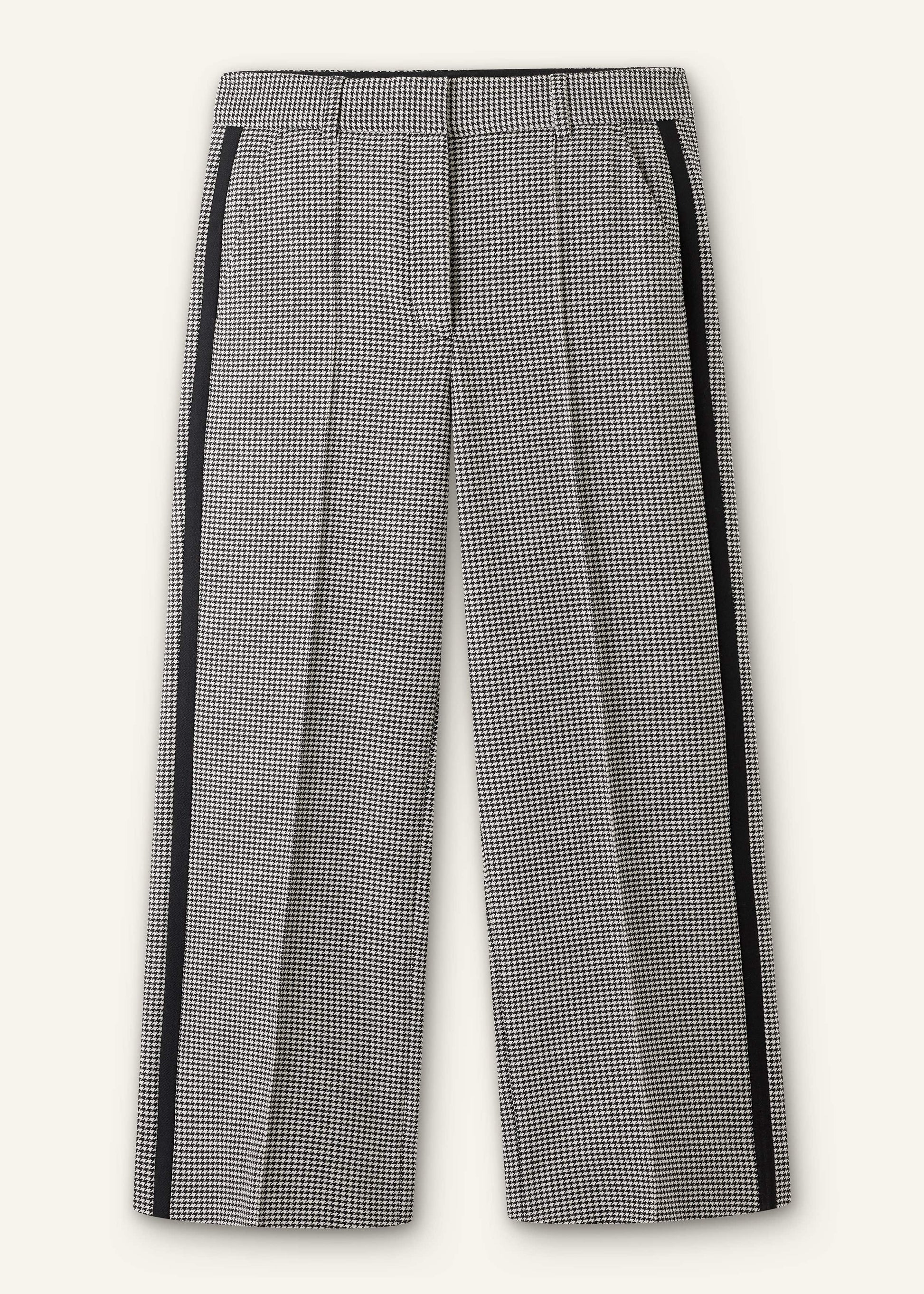 ME and EM Clothing Ivory Houndstooth Straight Crop Trouser