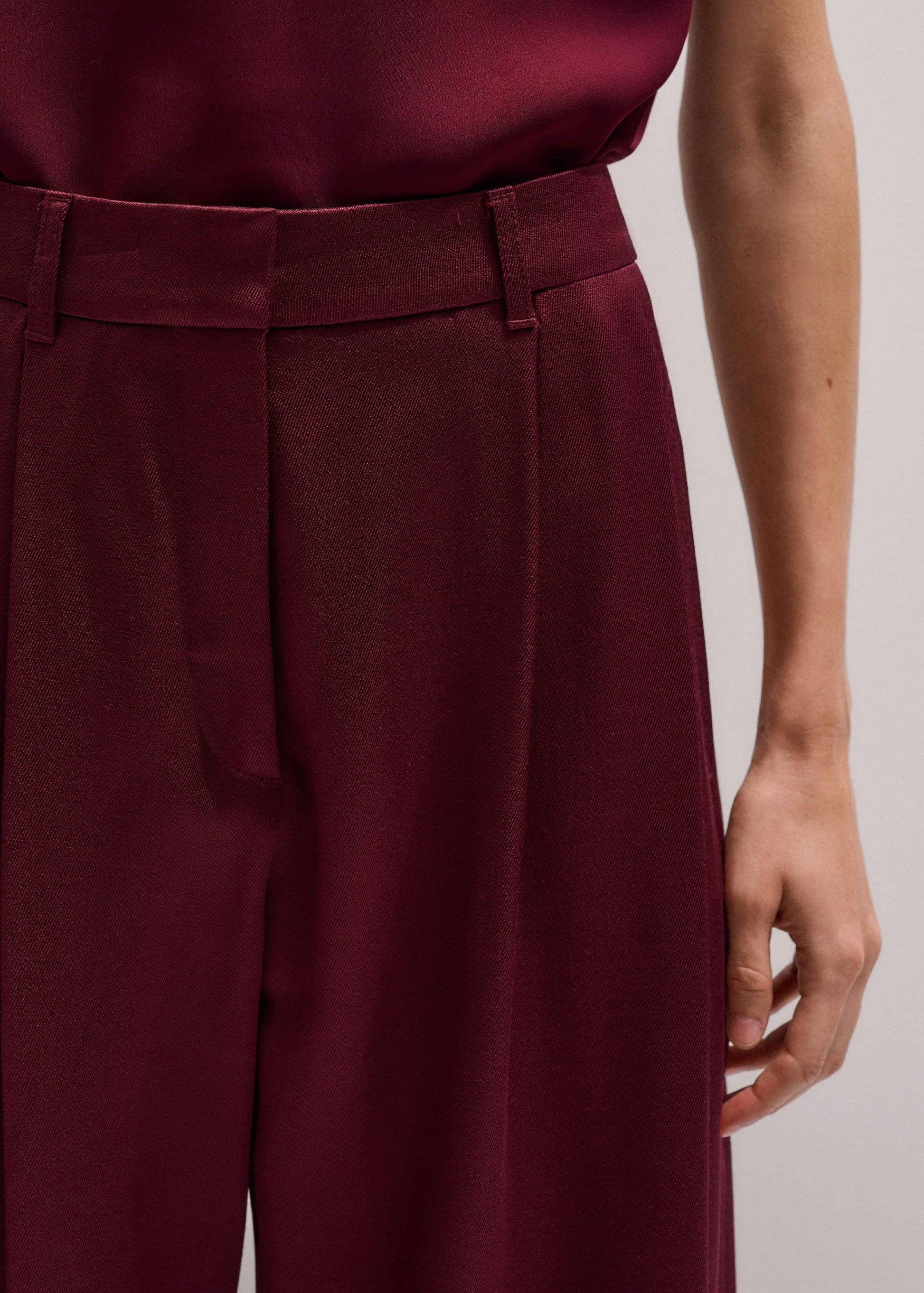 ME and EM Clothing Red Wool Event Ready Pleat Straight-Leg Pant