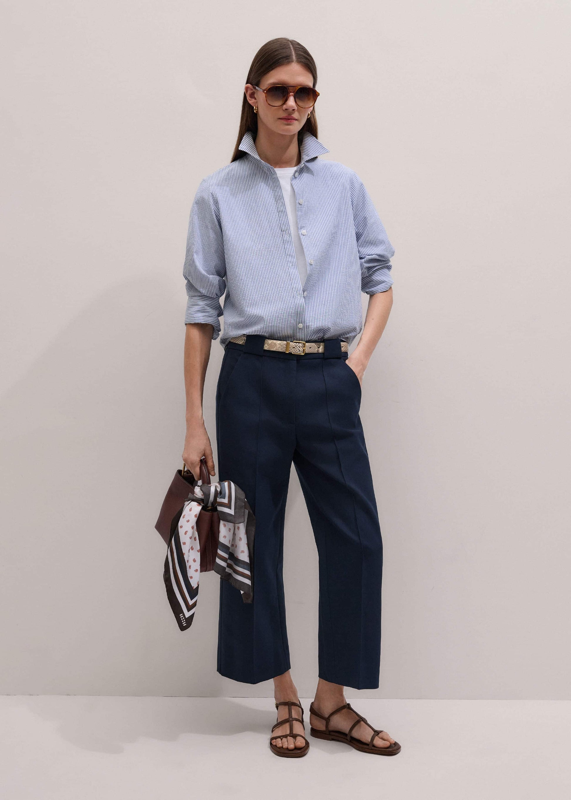 ME and EM Clothing Navy Straight Crop Pant