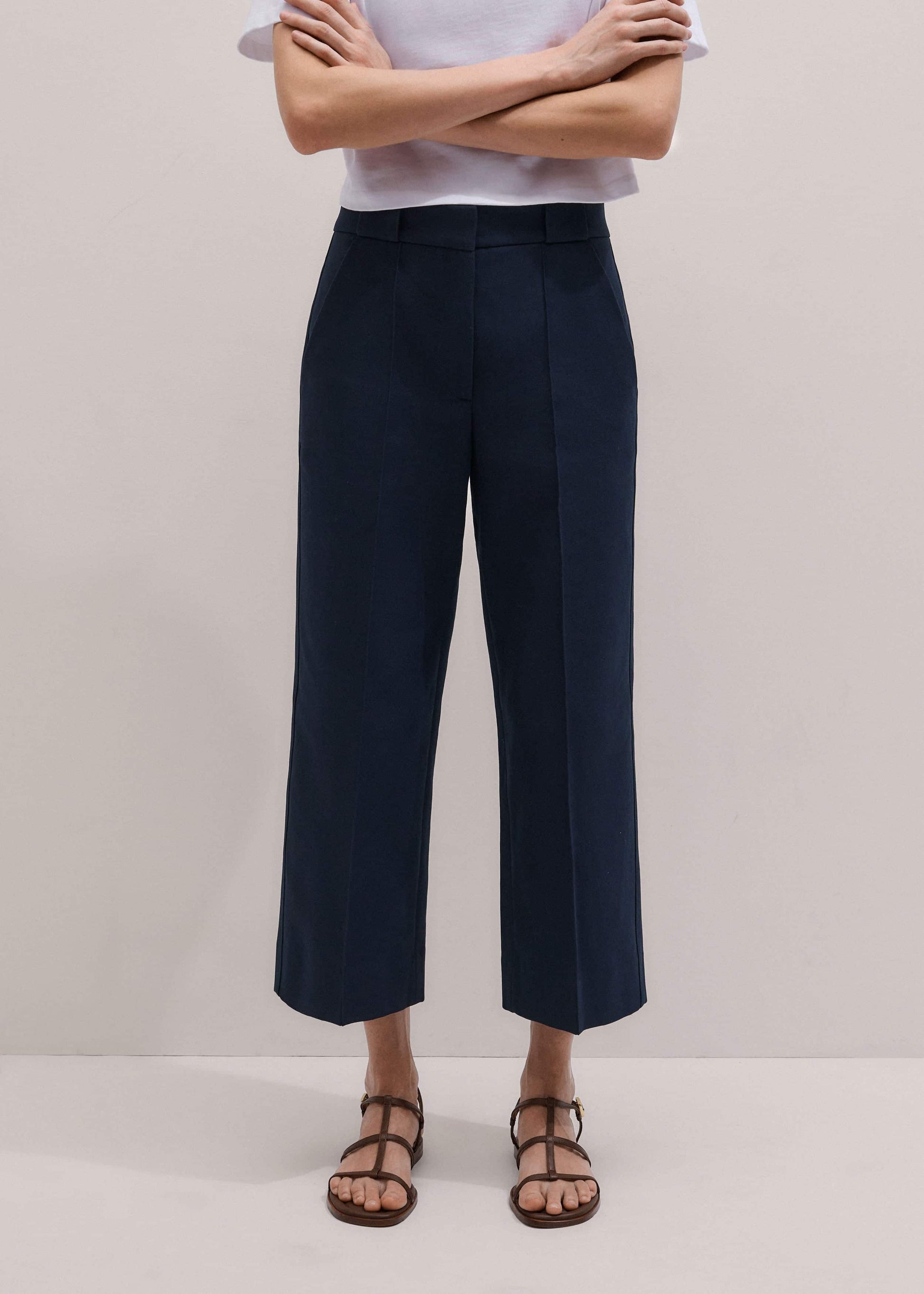 ME and EM Clothing Navy Straight Crop Pant