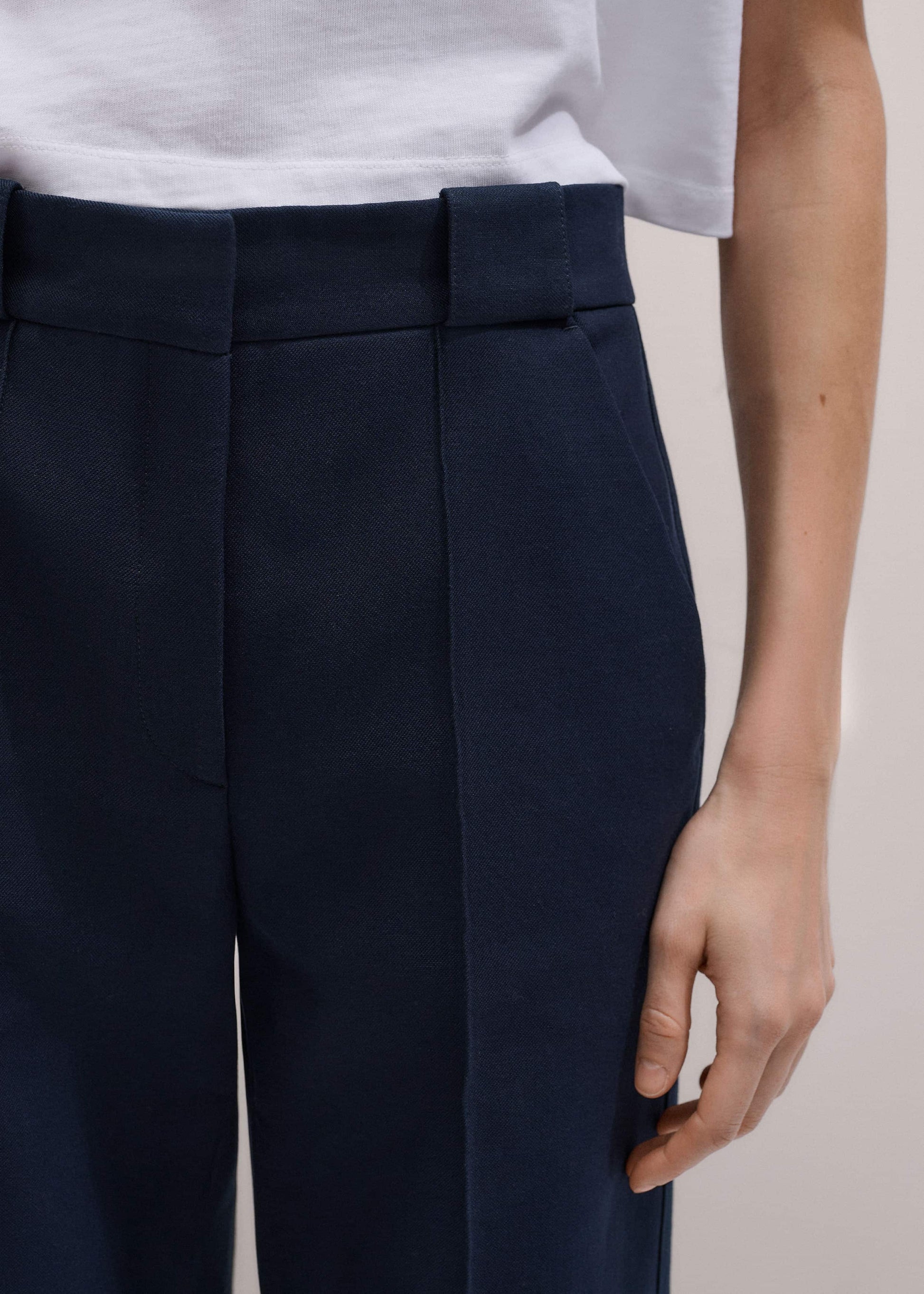 ME and EM Clothing Navy Straight Crop Pant