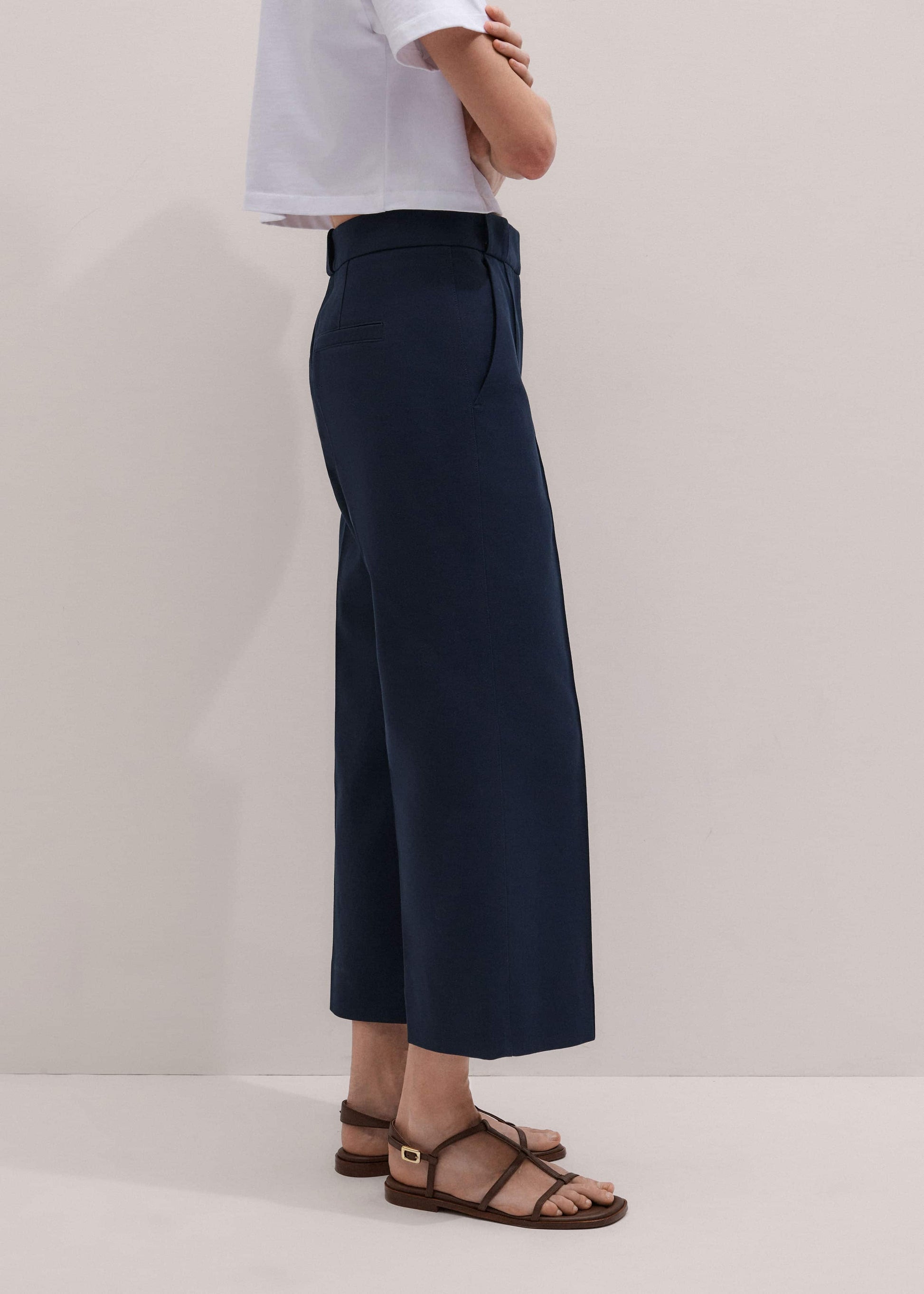 ME and EM Clothing Navy Straight Crop Pant