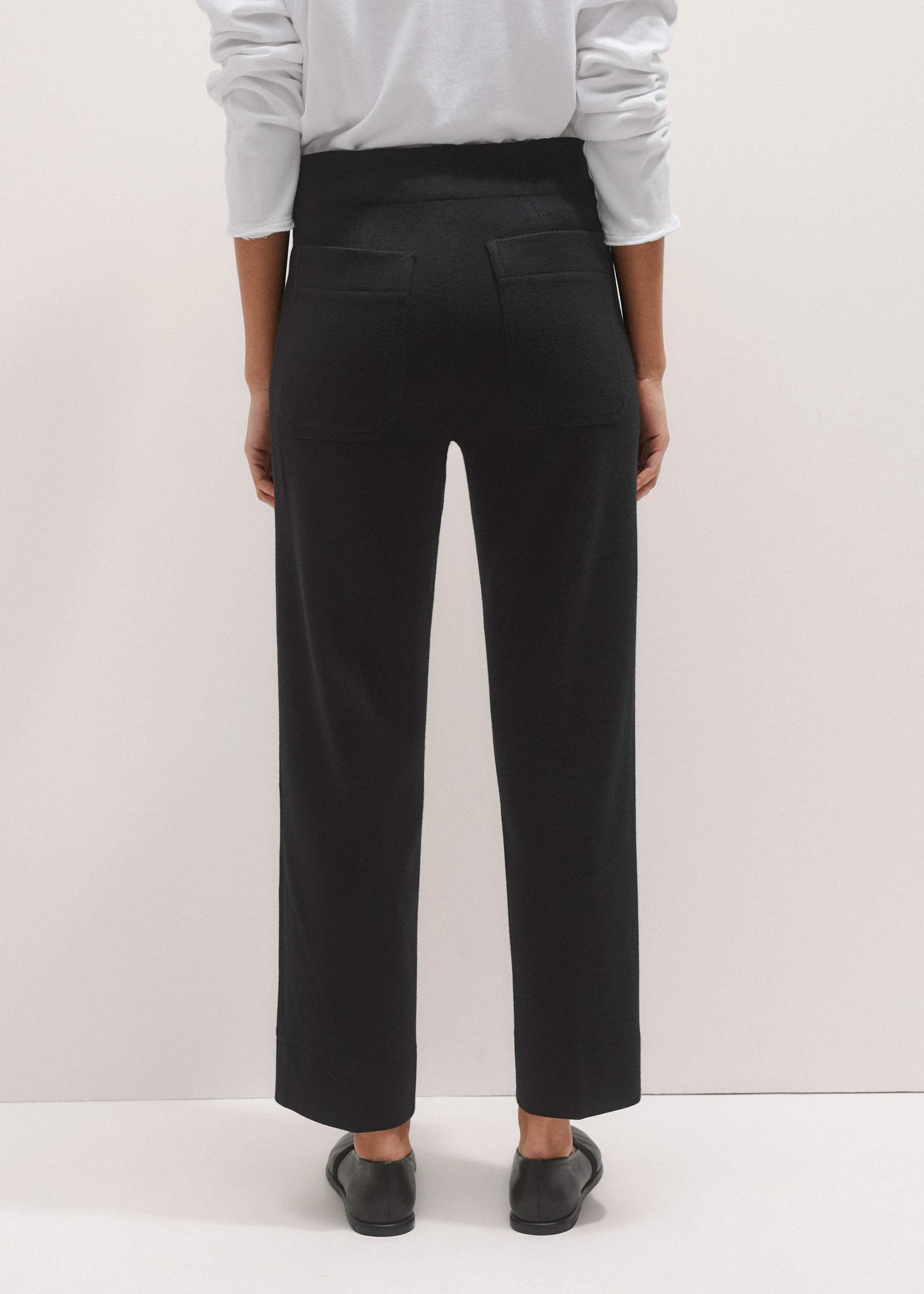 ME and EM Clothing Black Wool-Blend Travel Tailoring Slim Crop Pant