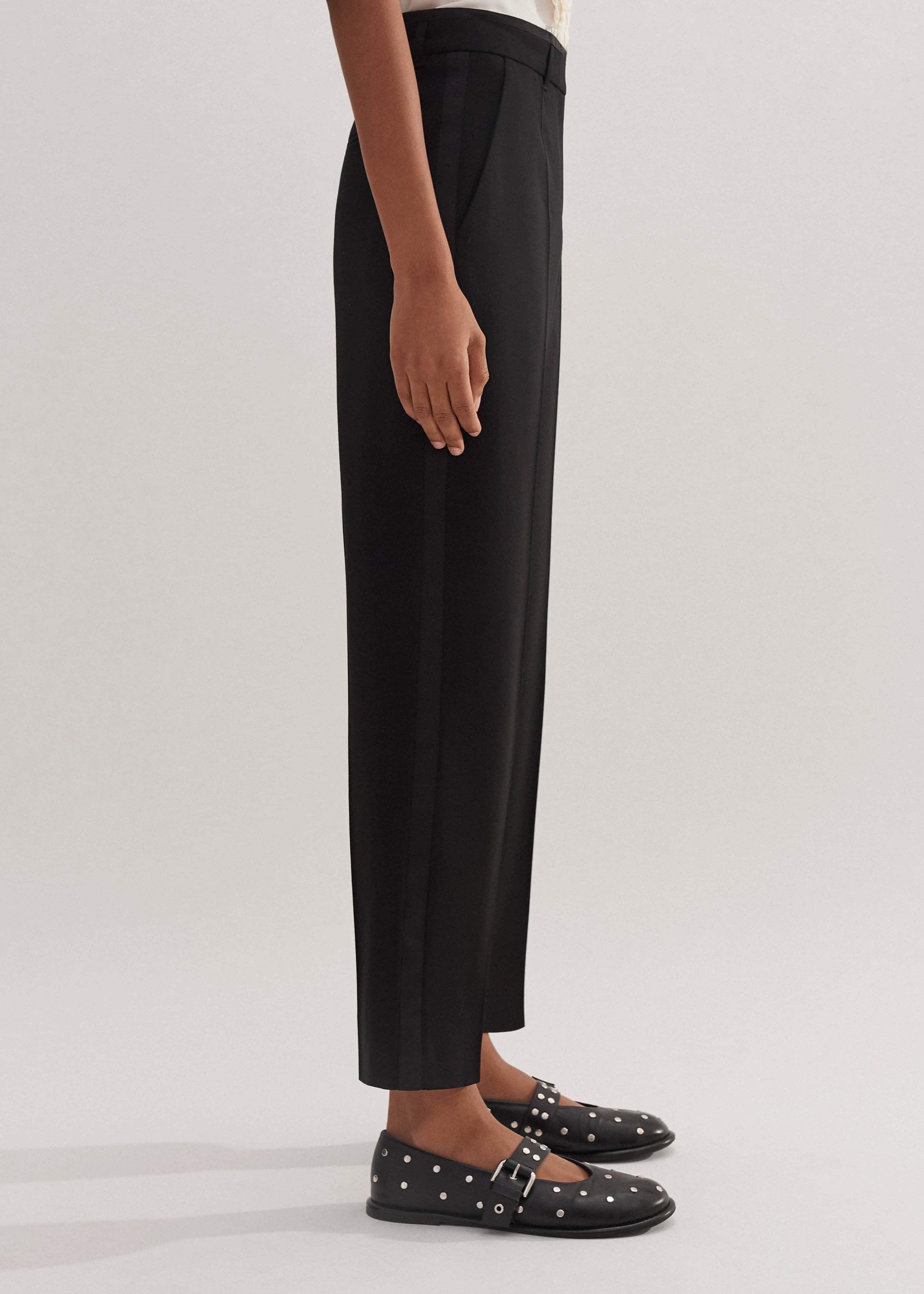 ME and EM Clothing Black Slim Crop Forever Tux Pant | Woven Pants