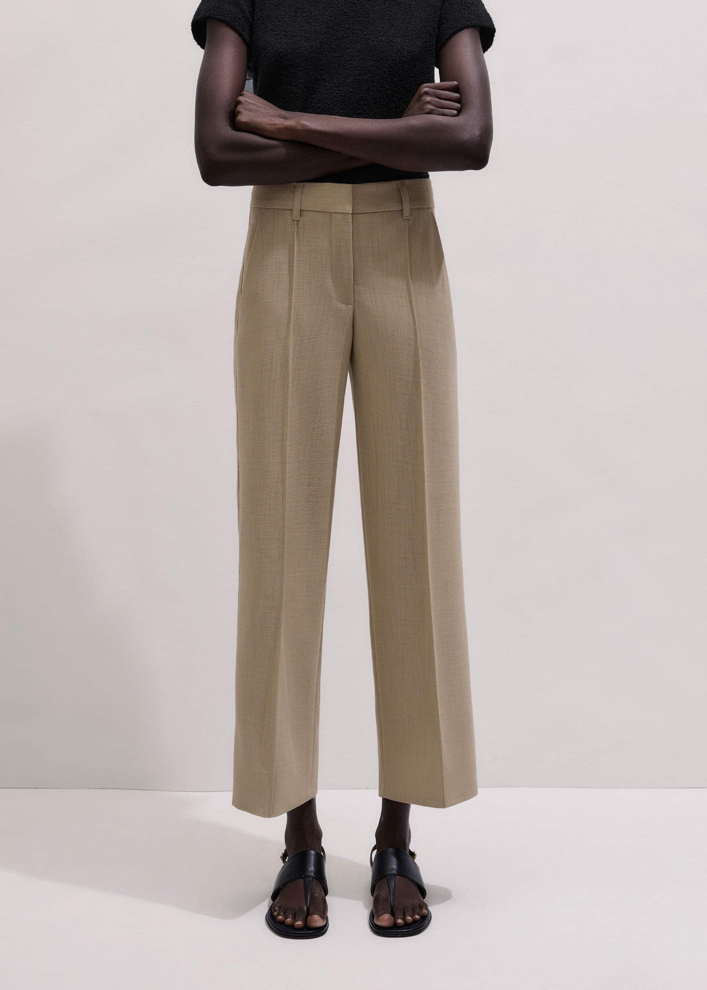 ME and EM Clothing Sand Tailored Straight Crop Pant