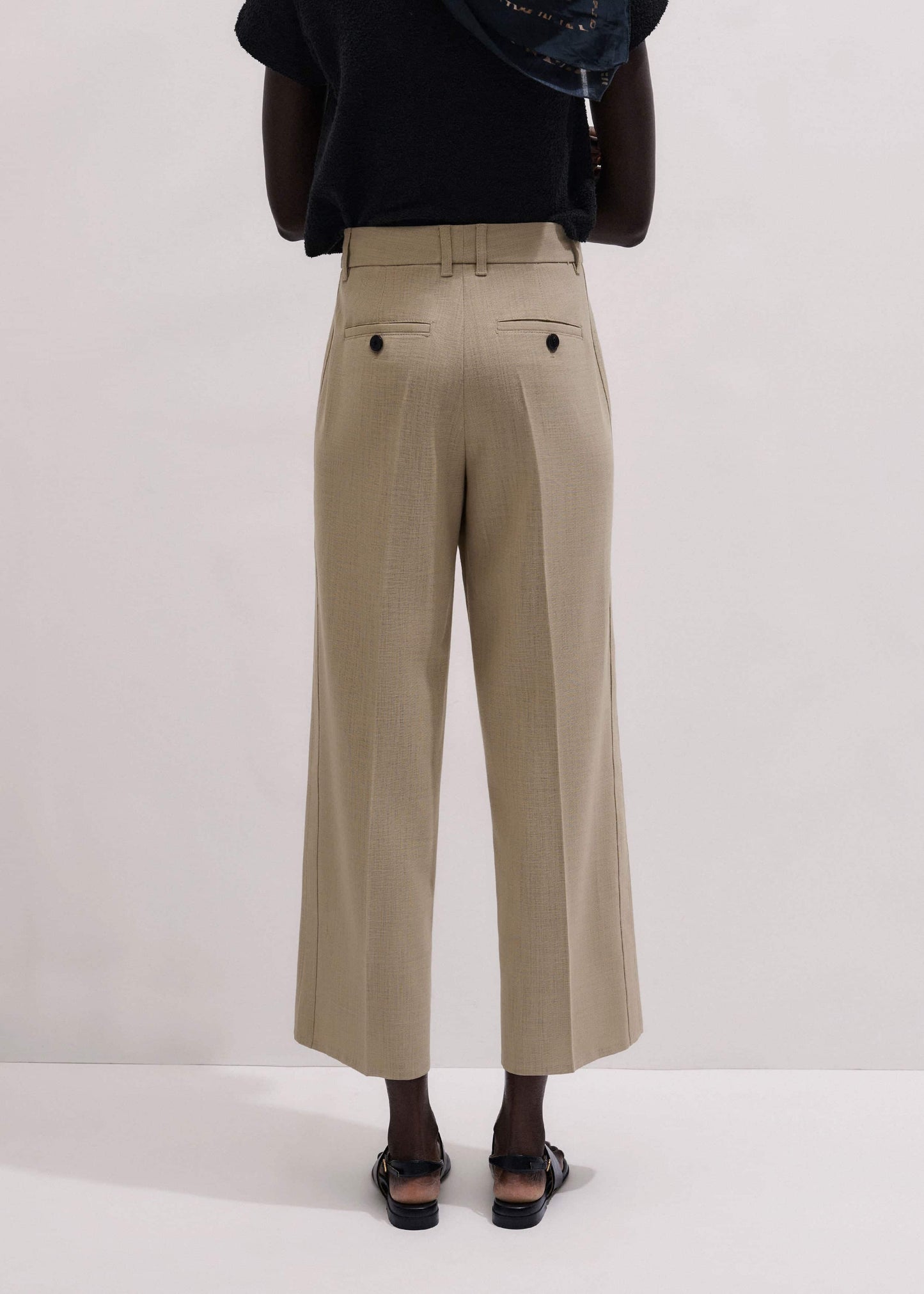 ME and EM Clothing Sand Tailored Straight Crop Pant