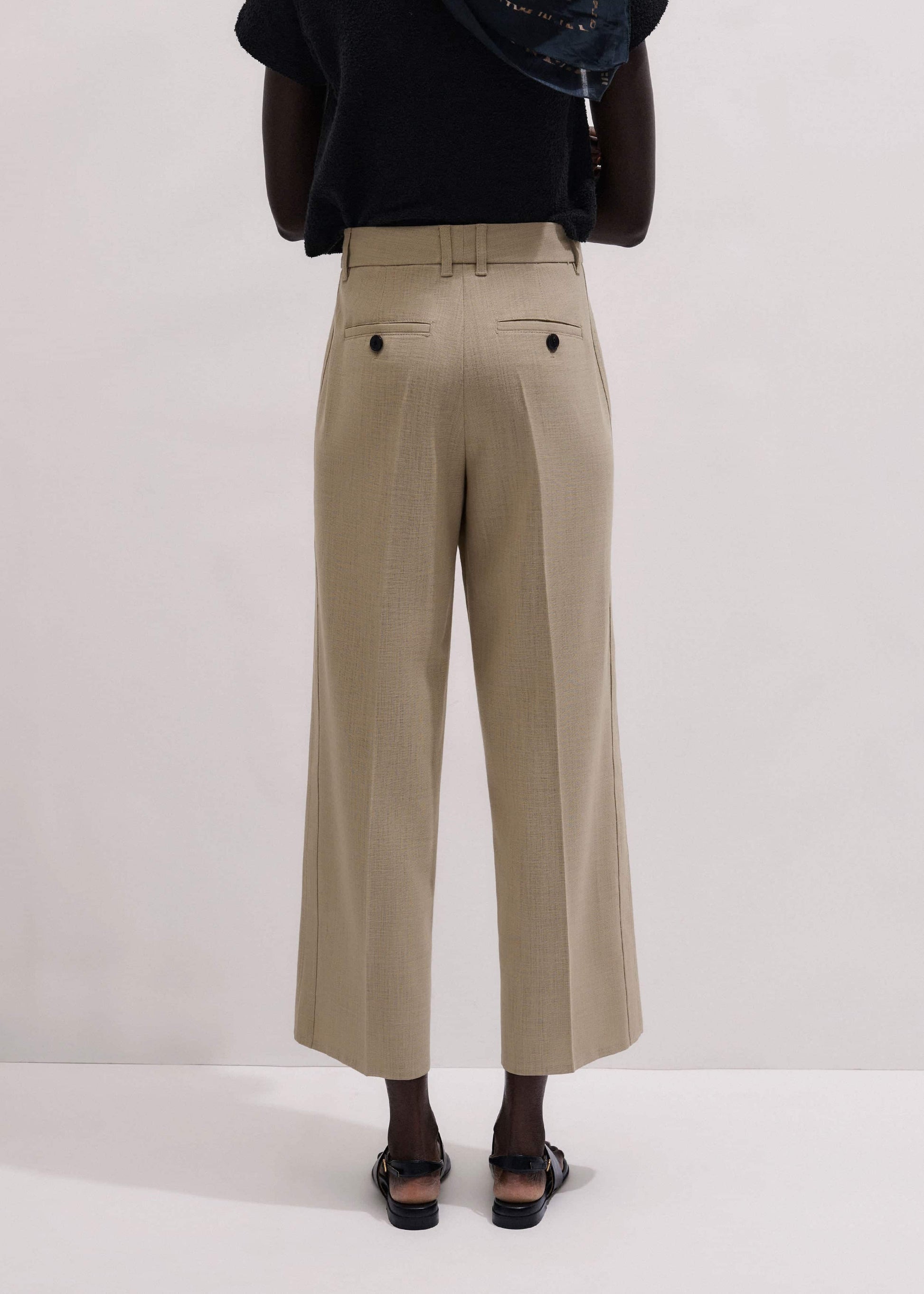 ME and EM Clothing Sand Tailored Straight Crop Pant