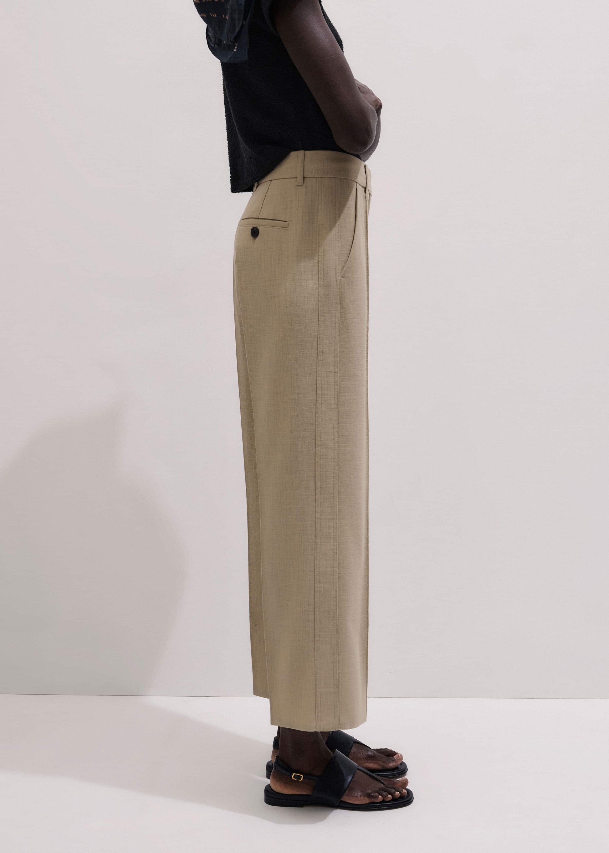 ME and EM Clothing Sand Tailored Straight Crop Pant