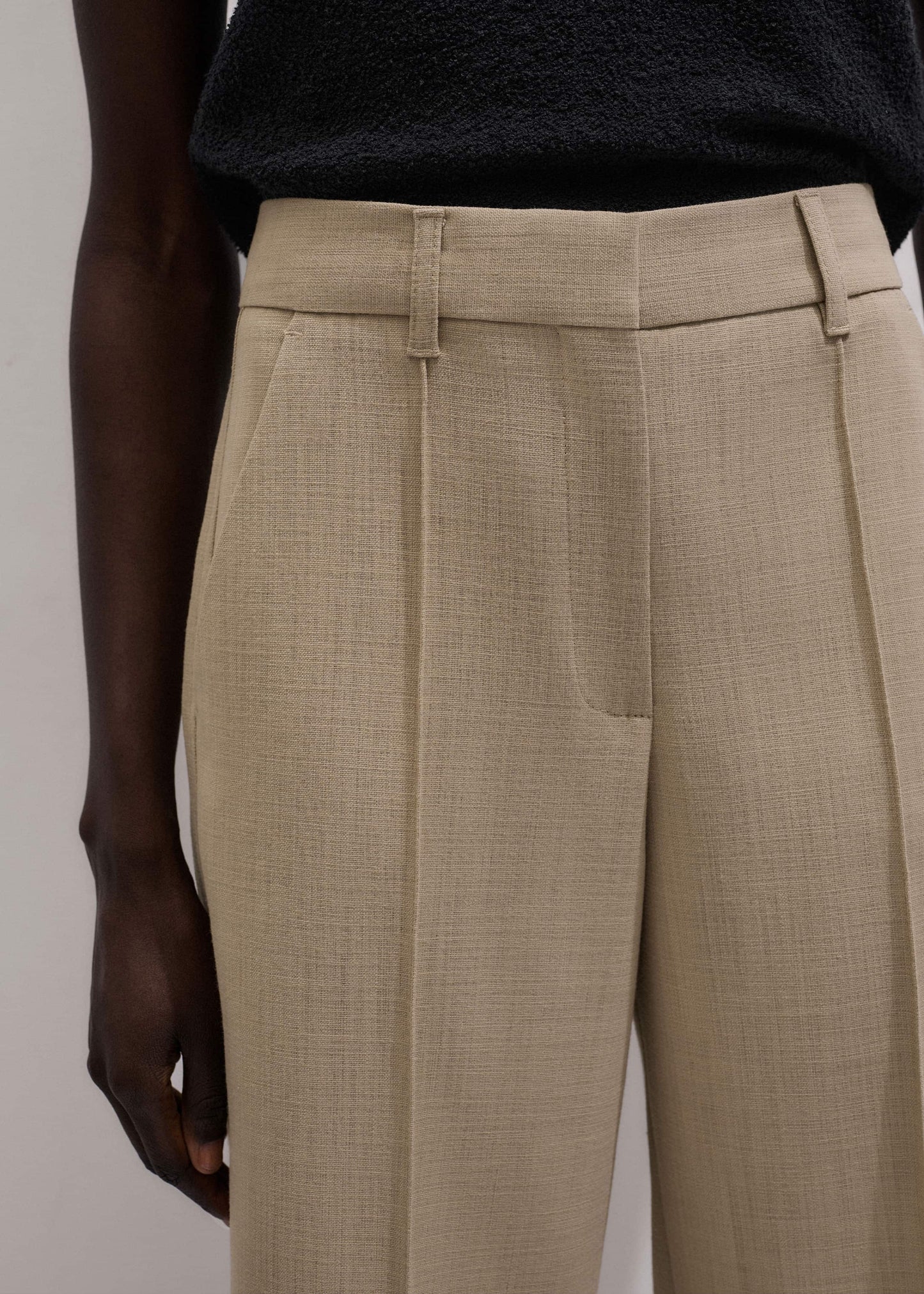 ME and EM Clothing Sand Tailored Straight Crop Pant