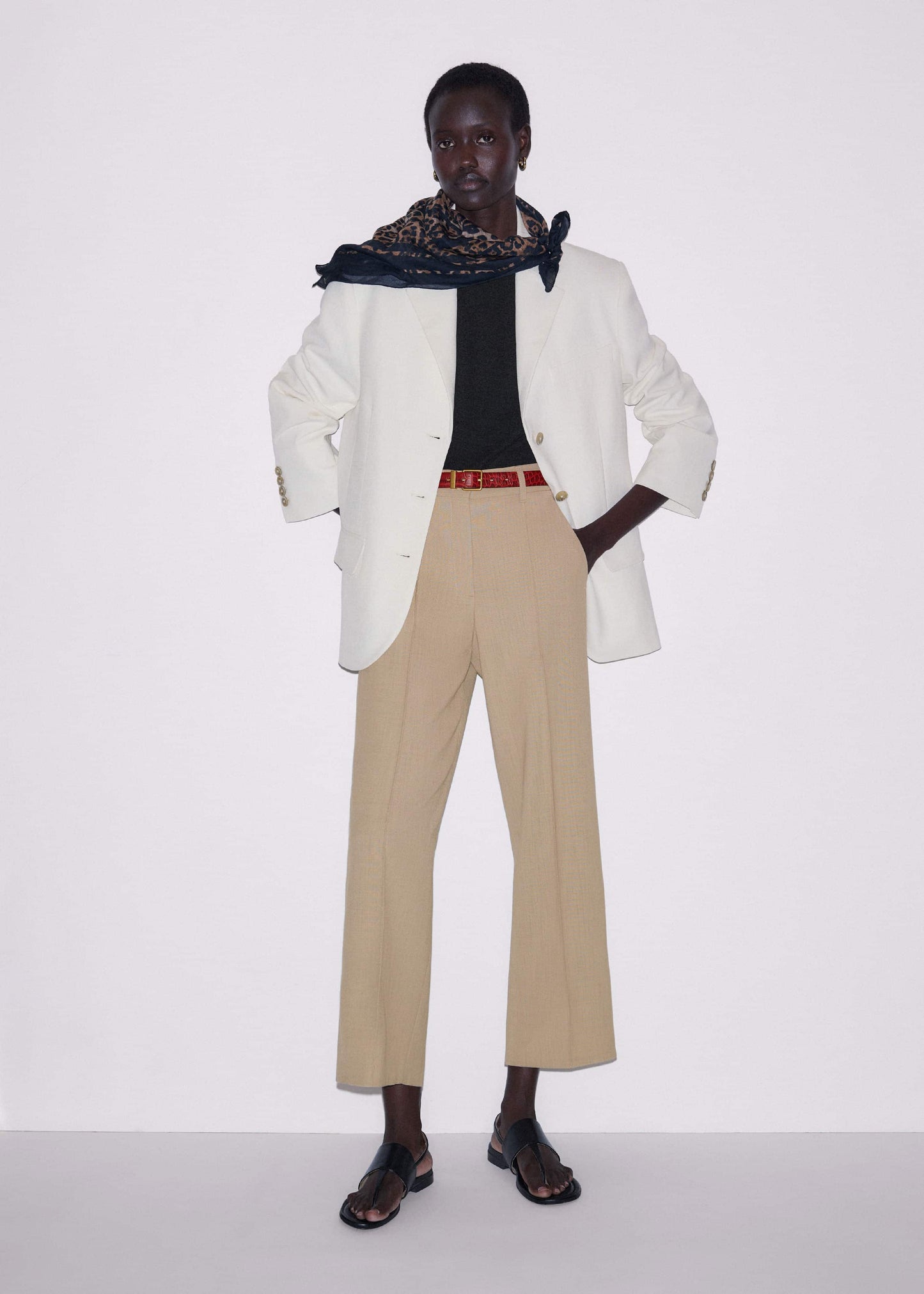 ME and EM Clothing Sand Tailored Straight Crop Pant