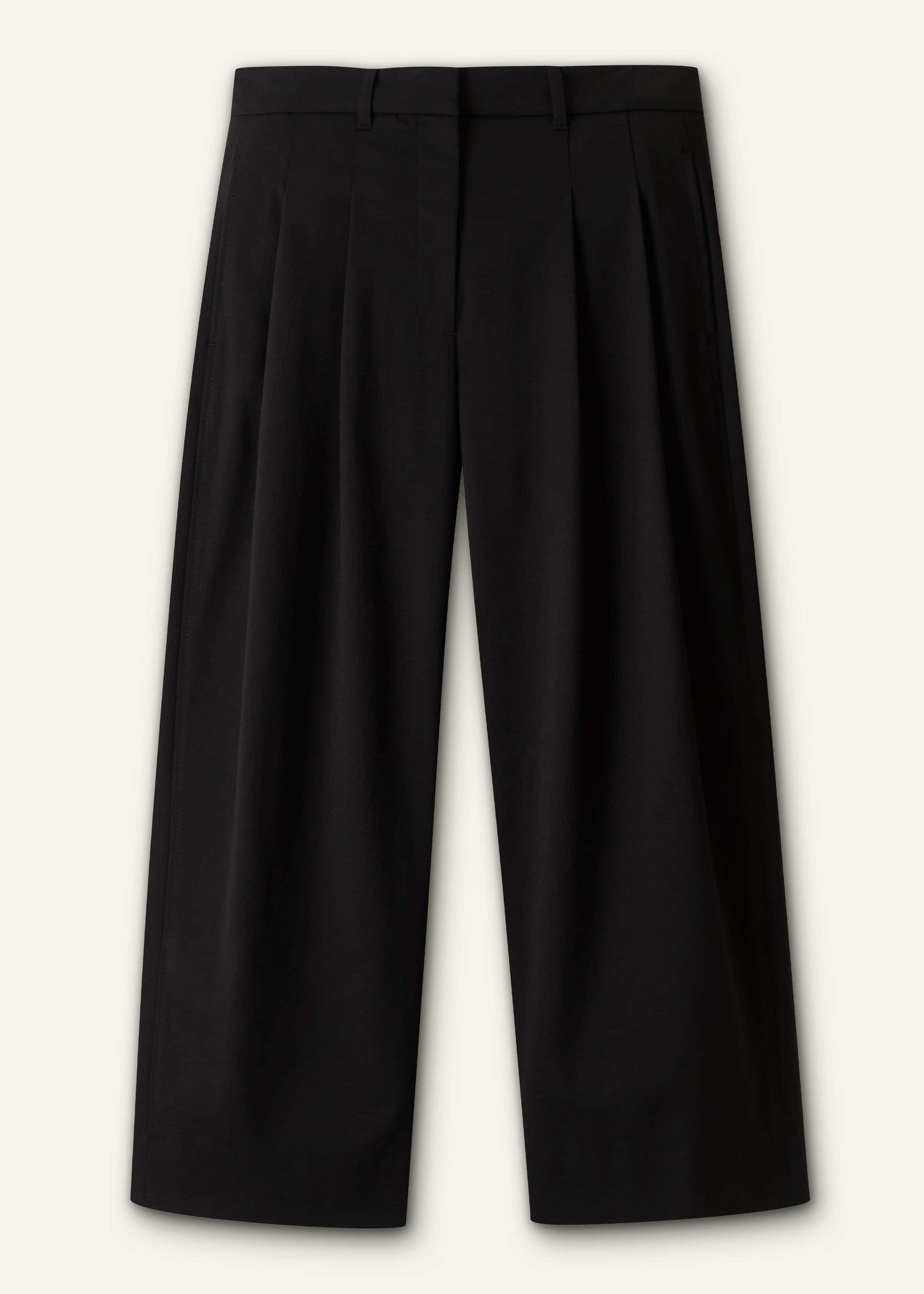 ME and EM Clothing Black Straight Crop Pleat Front Pant