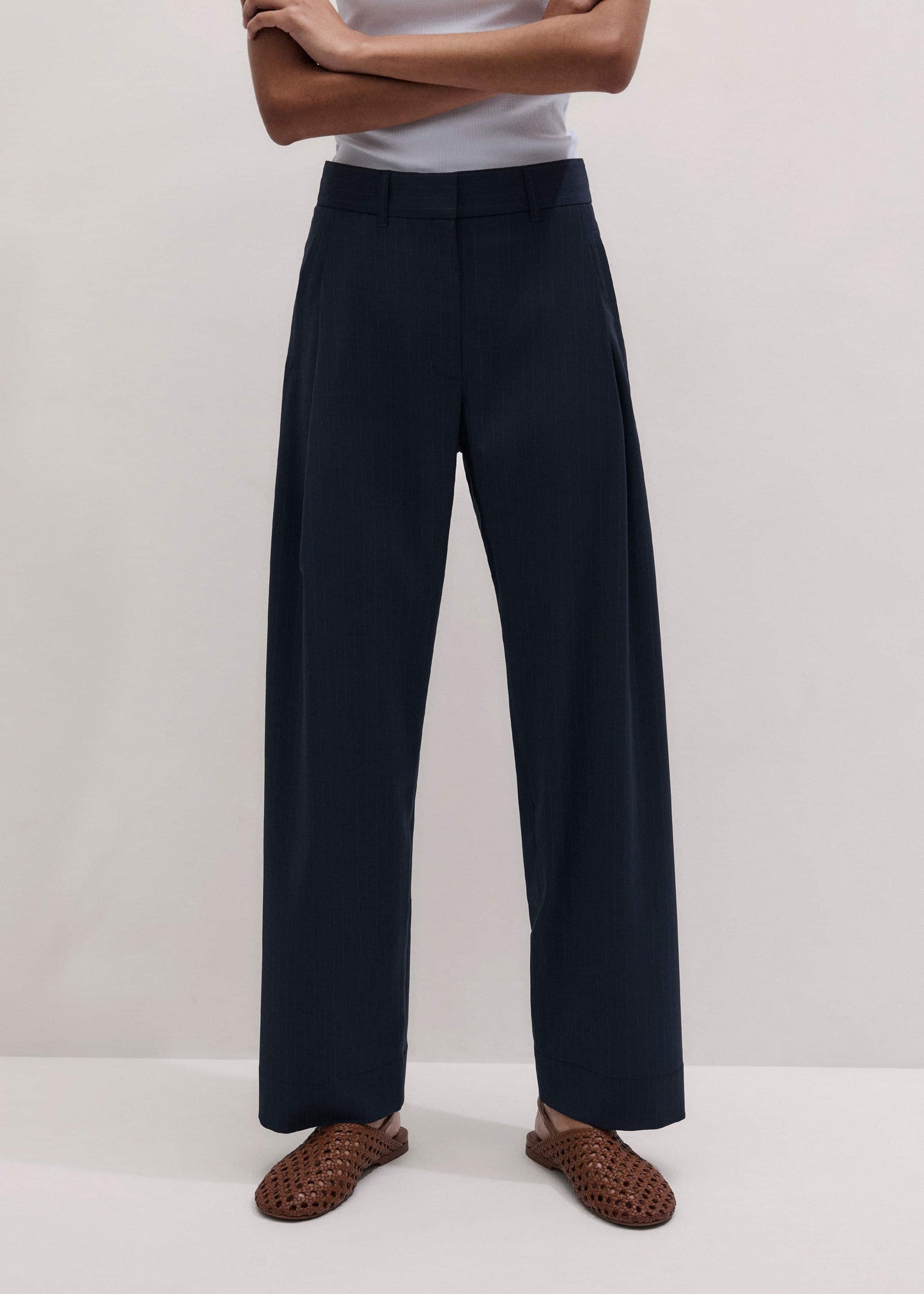ME and EM Clothing Navy Pinstripe Clever Pant