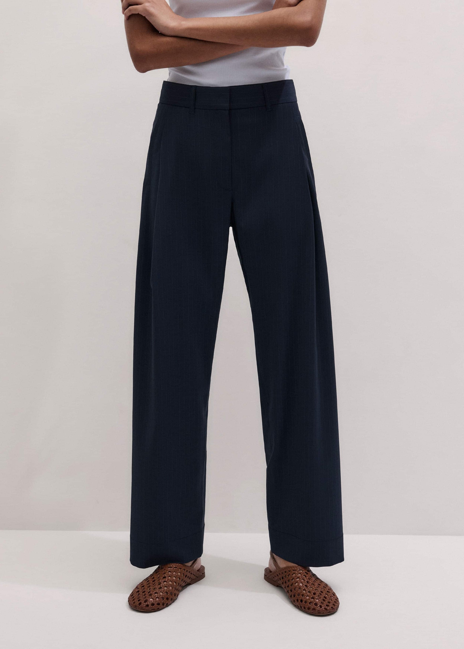 ME and EM Clothing Navy Pinstripe Clever Pant