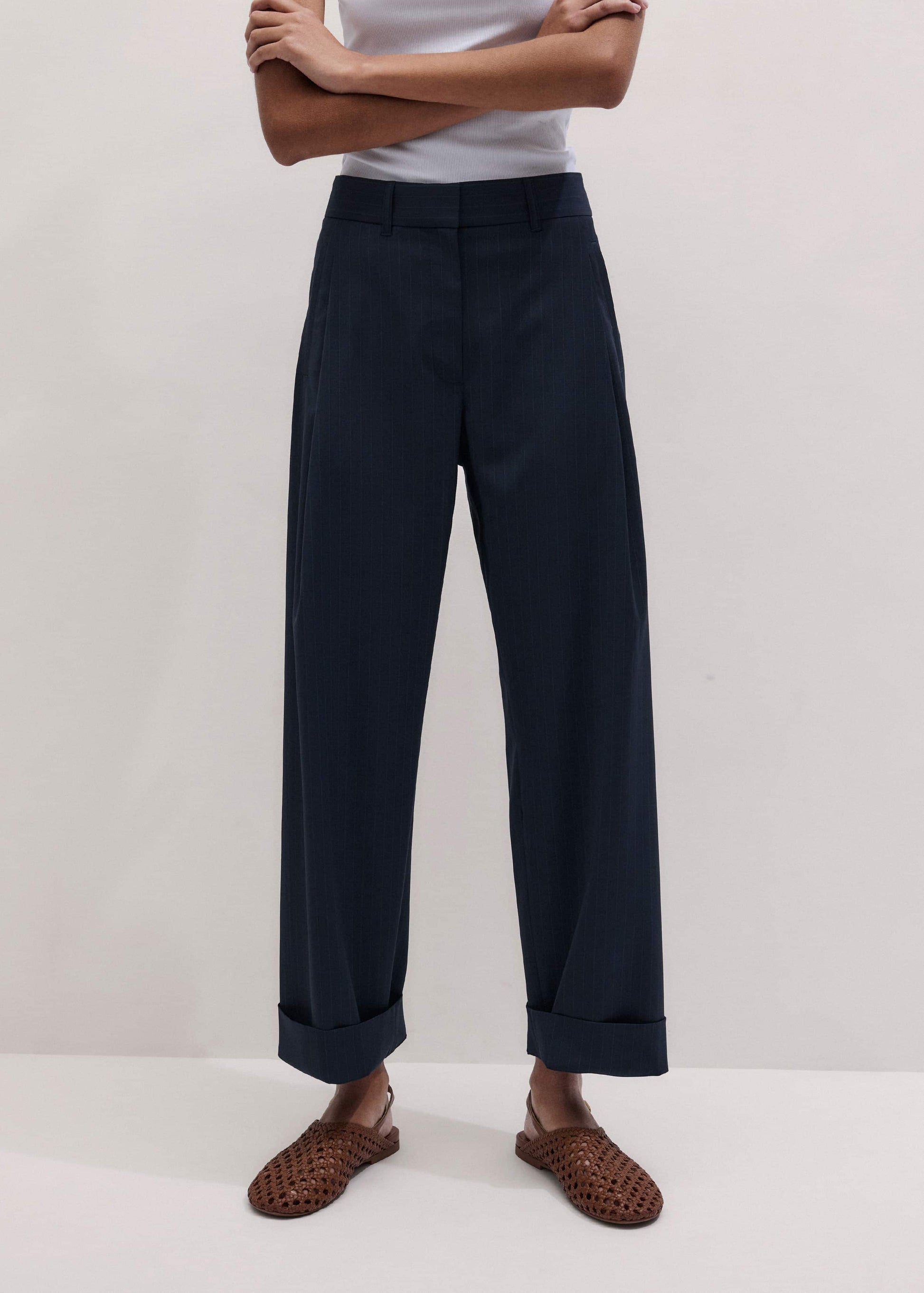 ME and EM Clothing Navy Pinstripe Clever Pant