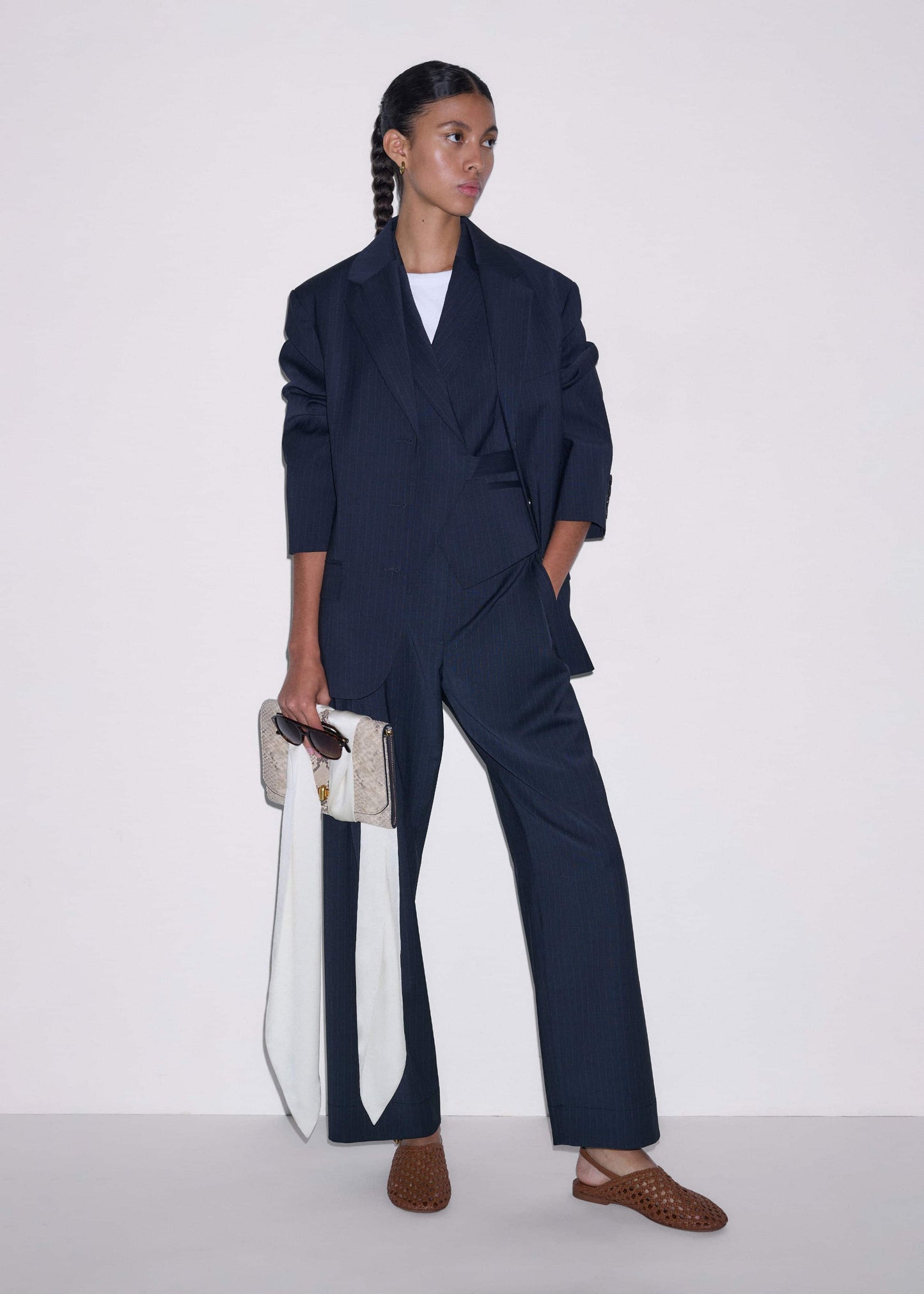 ME and EM Clothing Navy Pinstripe Clever Pant