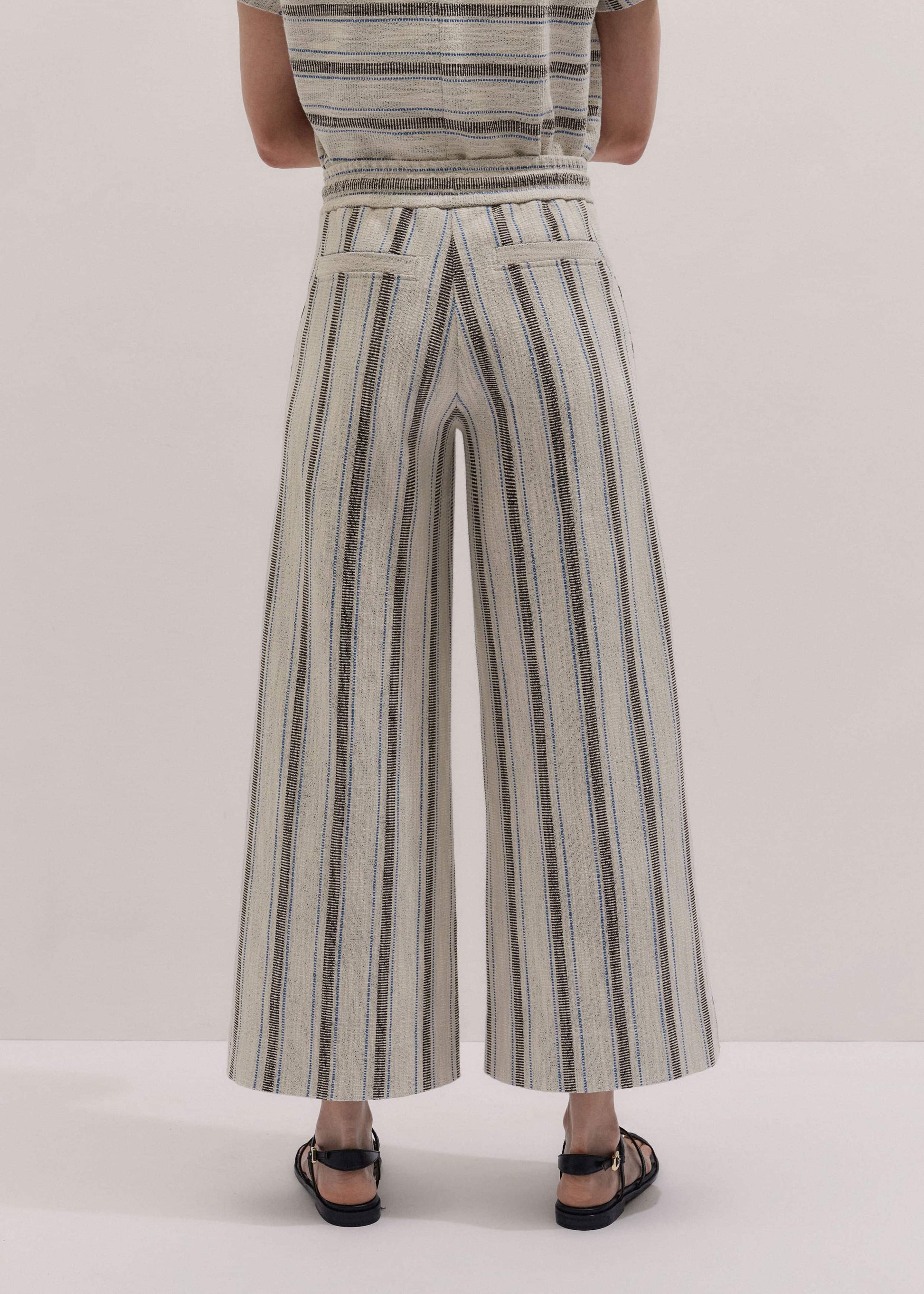 ME and EM Clothing Cream Stripe Crop Track Pant
