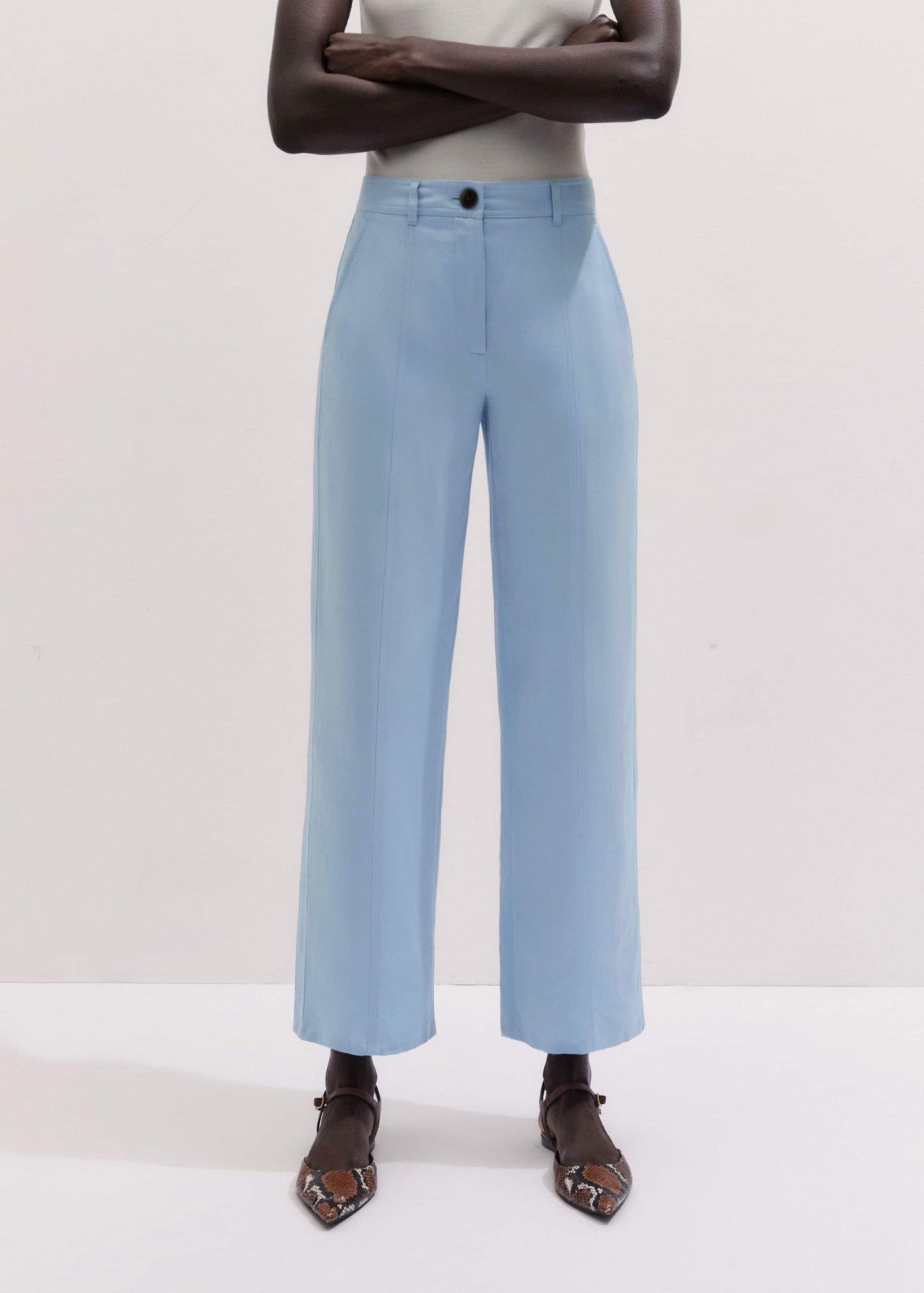 ME and EM Clothing Blue Straight Crop Pant