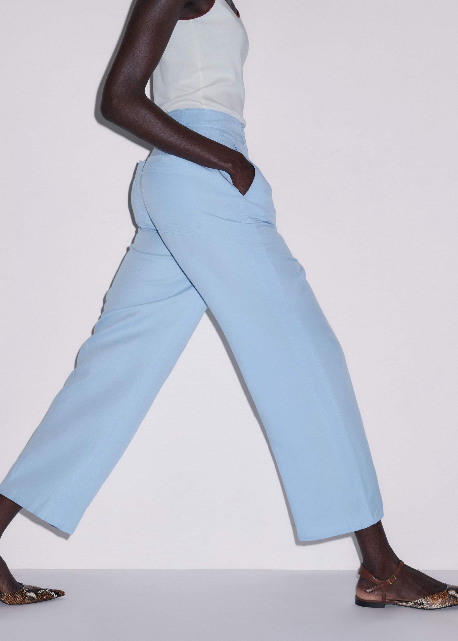 ME and EM Clothing Blue Straight Crop Pant