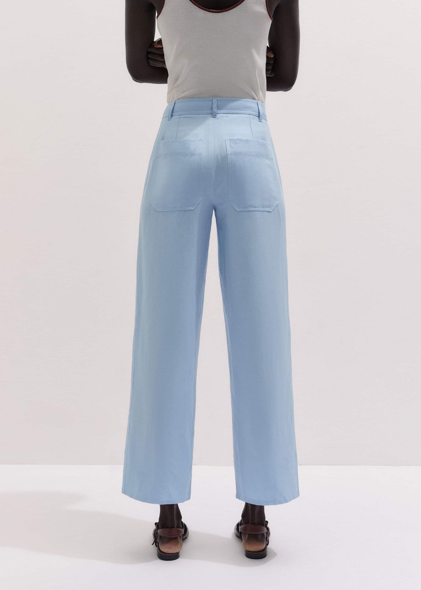 ME and EM Clothing Blue Straight Crop Pant