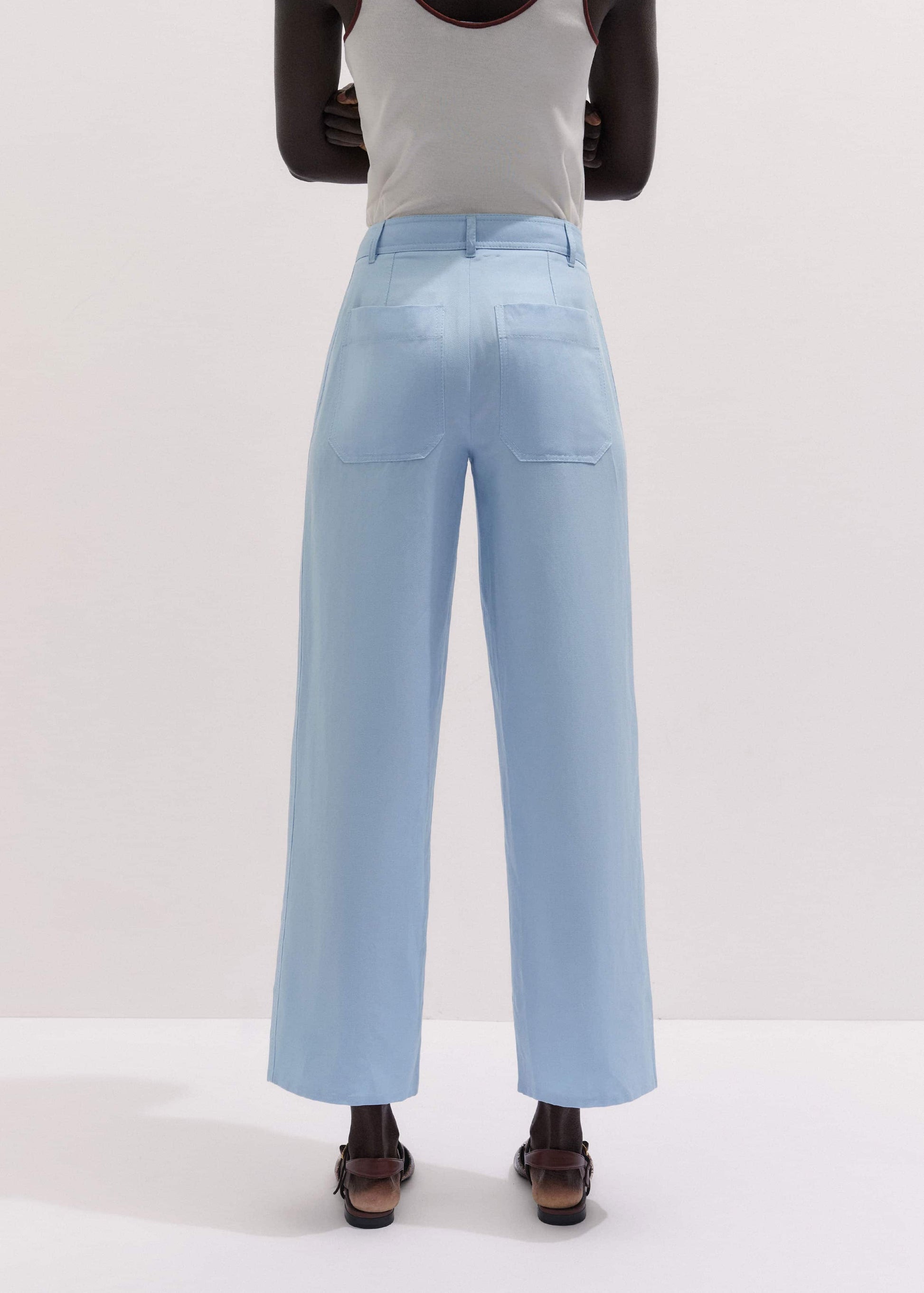 ME and EM Clothing Blue Straight Crop Pant