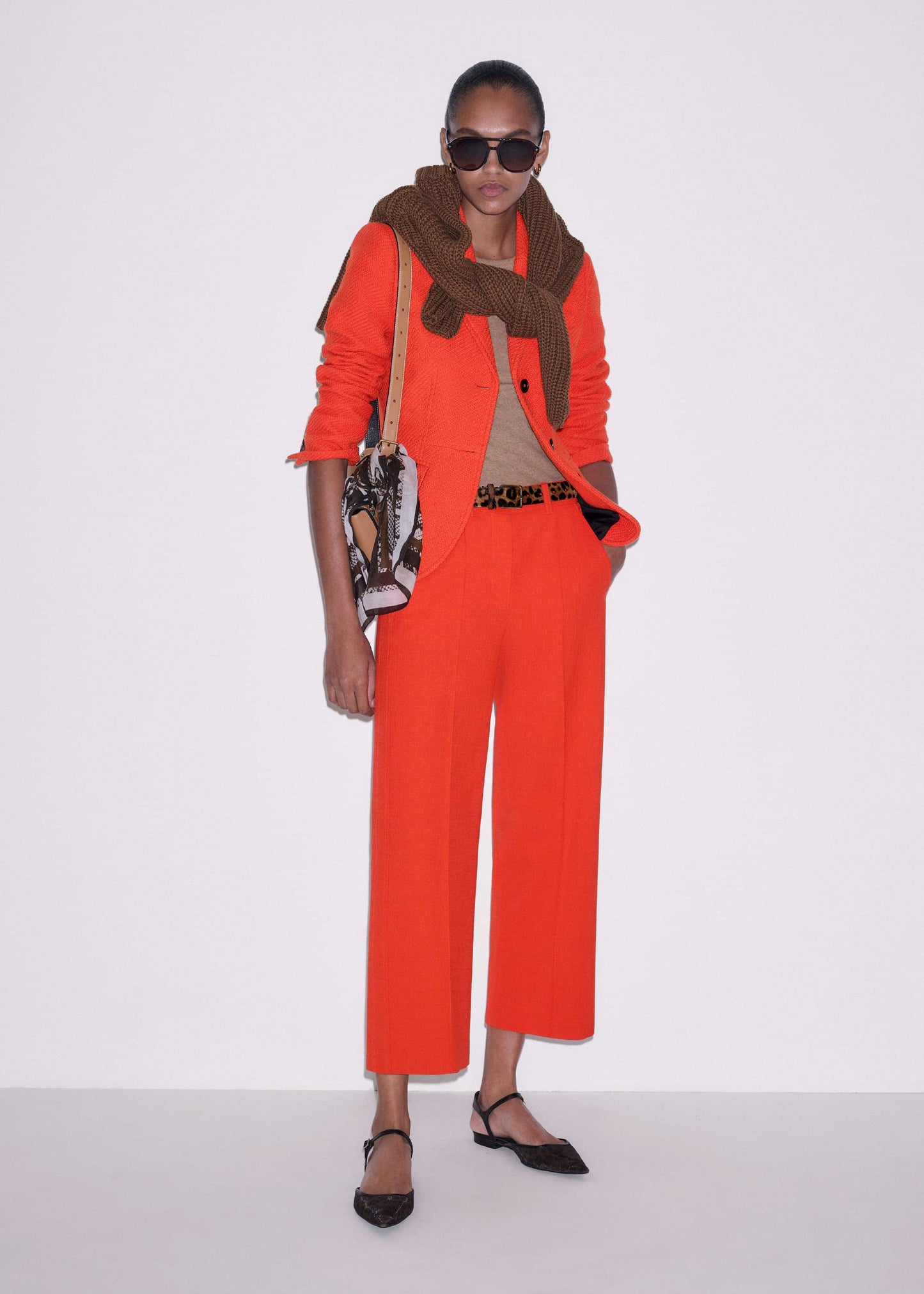 ME and EM Clothing Orange Straight Crop Tailored Pant