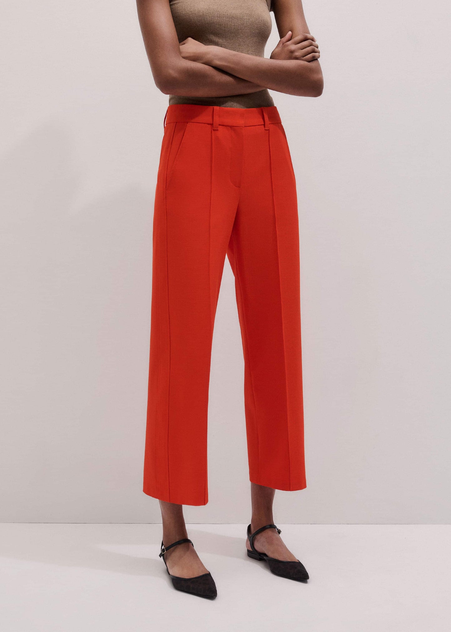 ME and EM Clothing Orange Straight Crop Tailored Pant