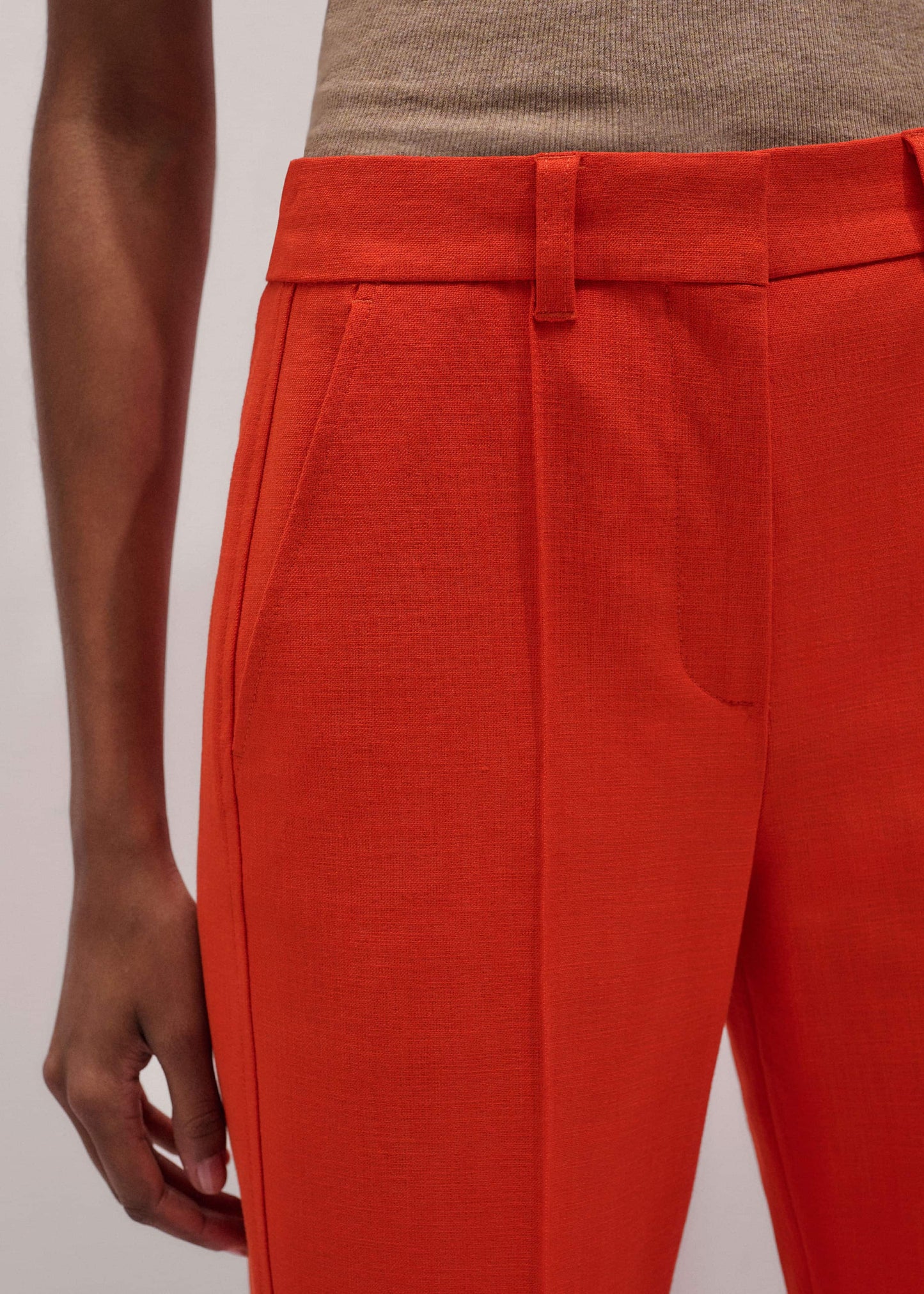 ME and EM Clothing Orange Straight Crop Tailored Pant