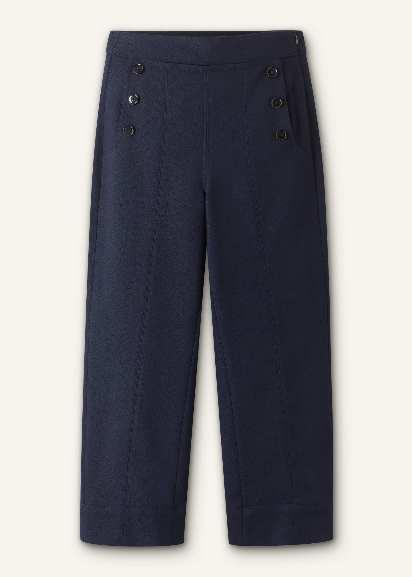 ME and EM Clothing Navy Button Front Straight Crop Pant