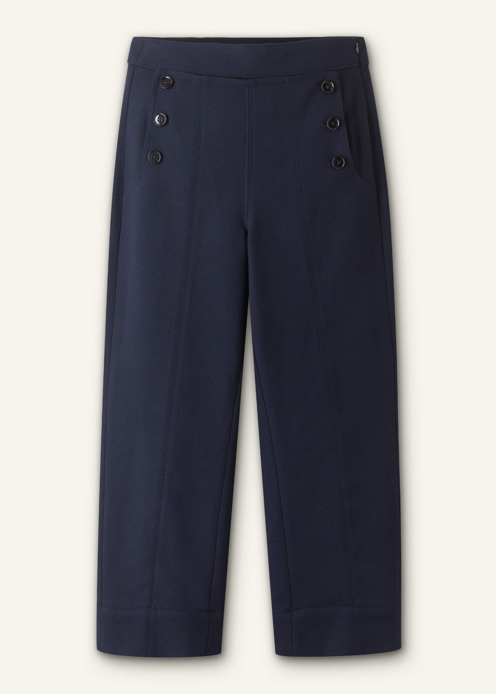 ME and EM Clothing Navy Button Front Straight Crop Pant
