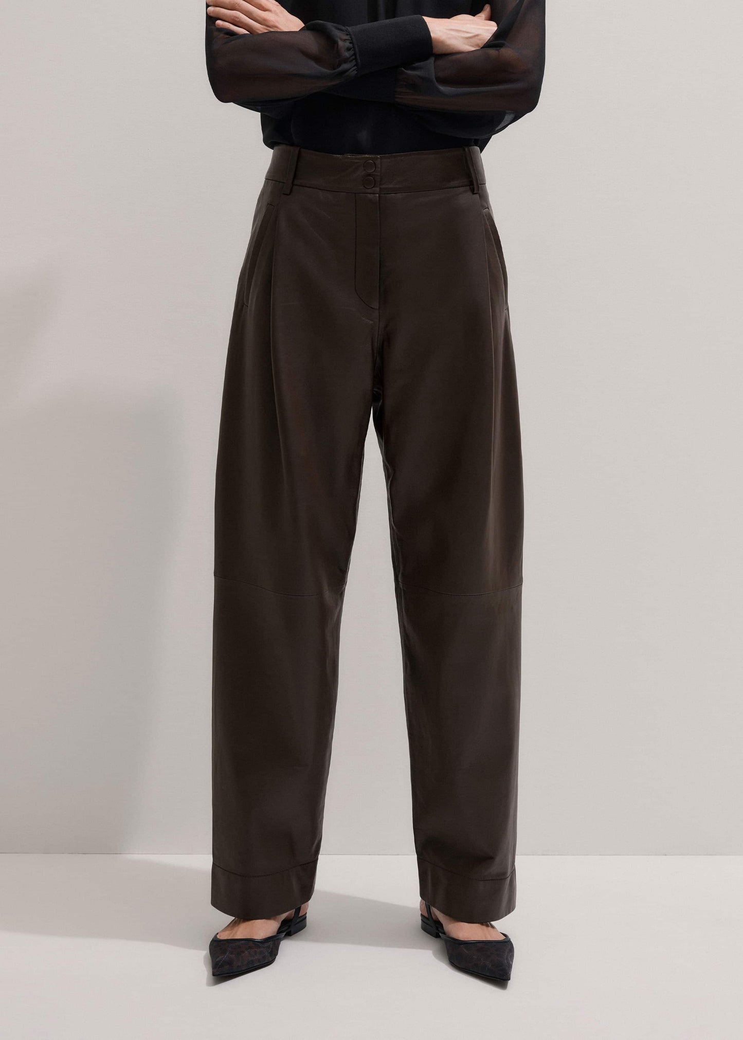 ME and EM Clothing Brown Leather Clever Tapered Pant
