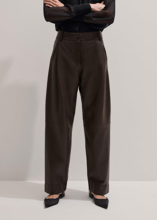 ME and EM Clothing Brown Leather Clever Tapered Pant