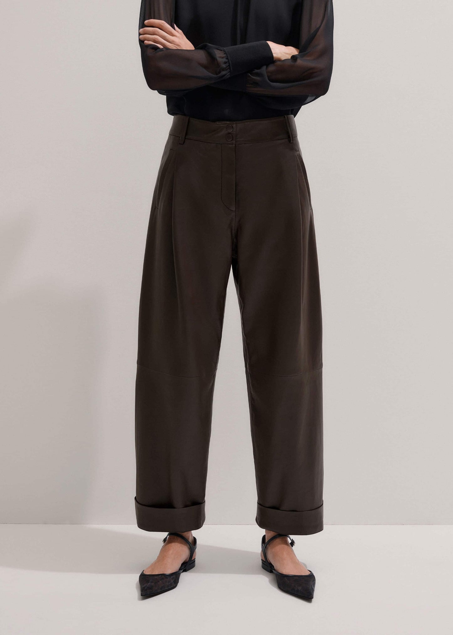 ME and EM Clothing Brown Leather Clever Tapered Pant