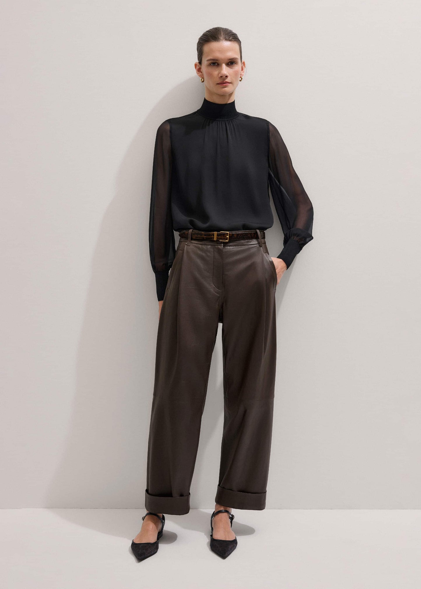 ME and EM Clothing Brown Leather Clever Tapered Pant