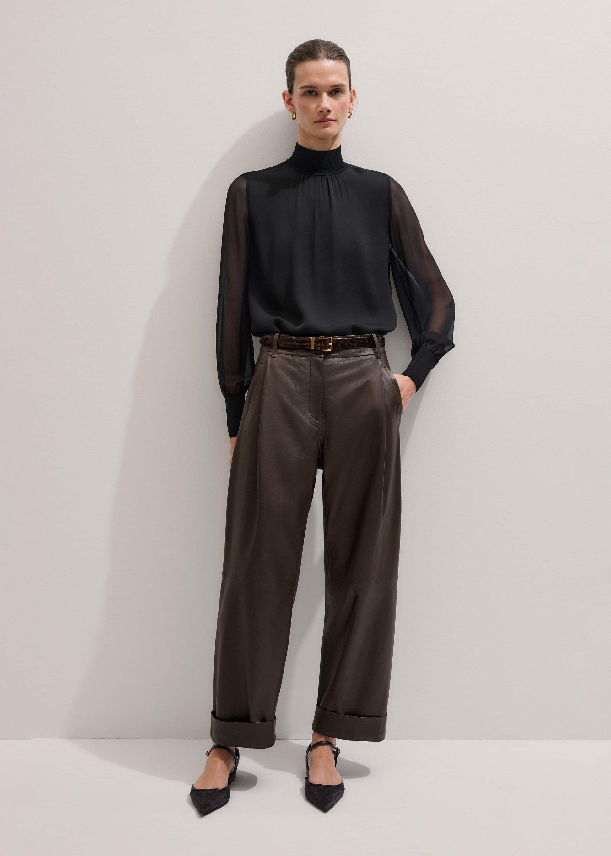 ME and EM Clothing Brown Leather Clever Tapered Pant