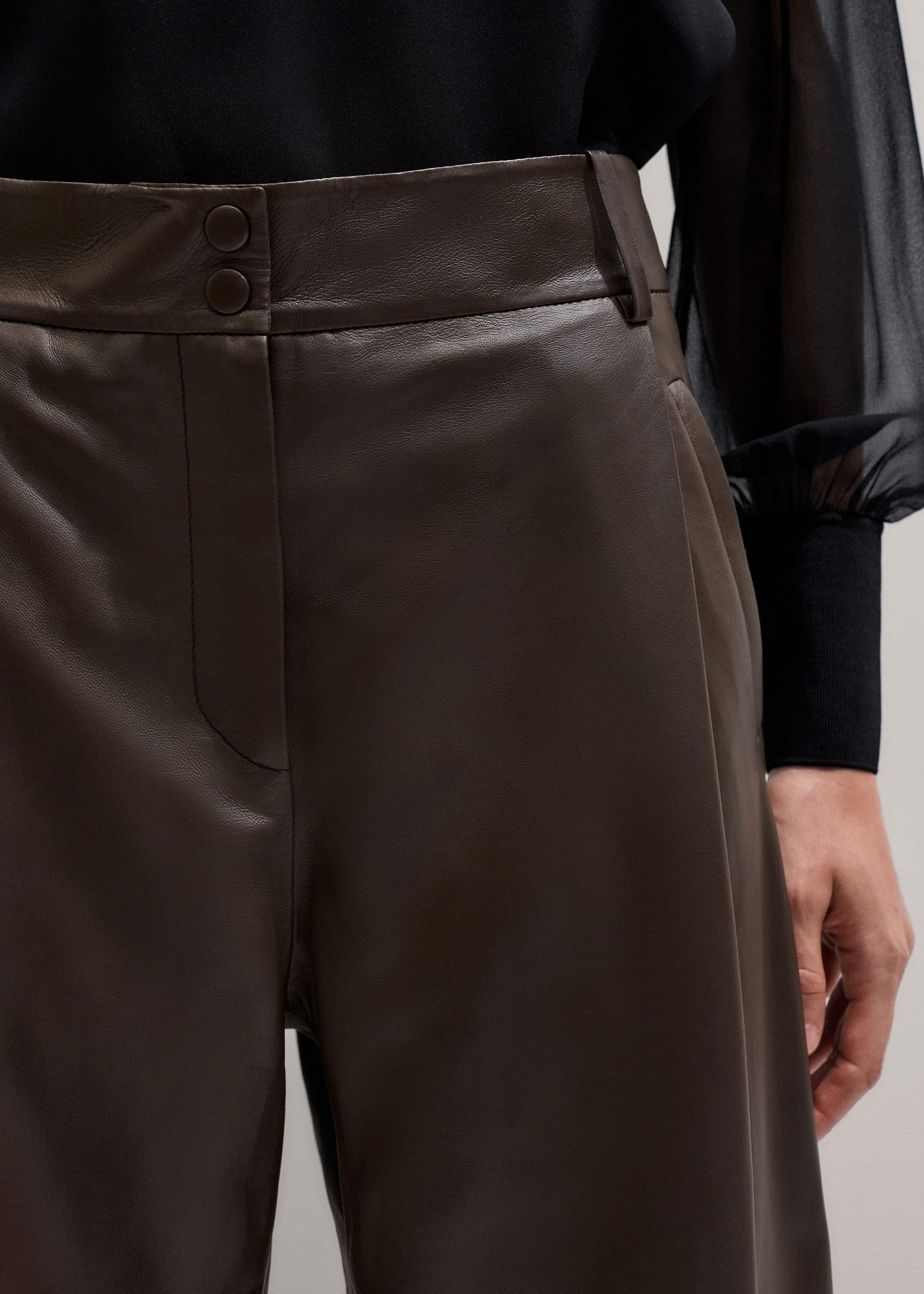 ME and EM Clothing Brown Leather Clever Tapered Pant