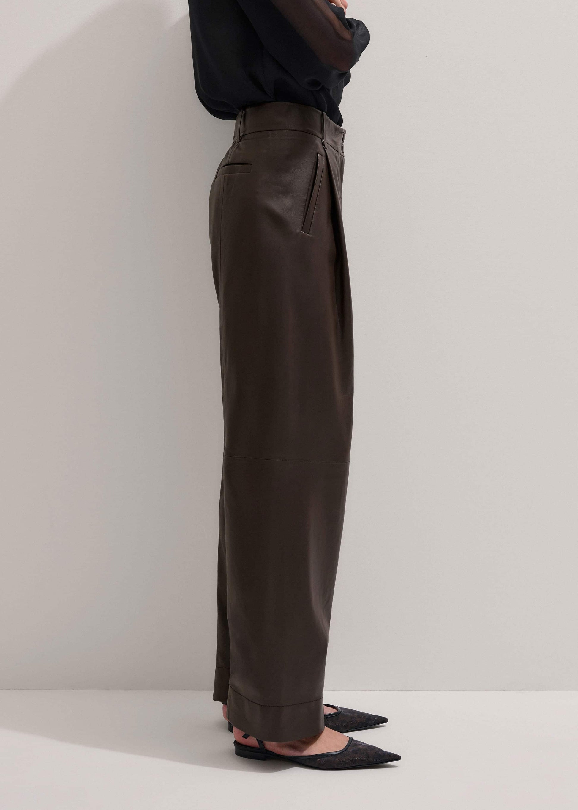 ME and EM Clothing Brown Leather Clever Tapered Pant