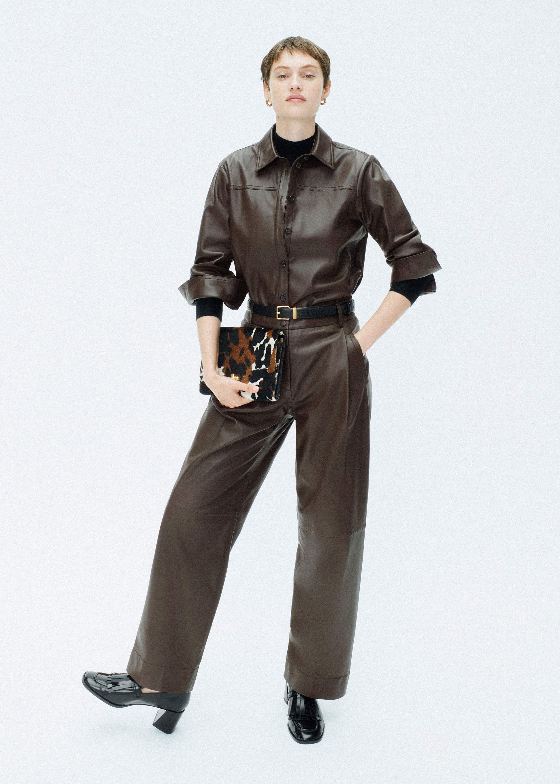 ME and EM Clothing Brown Leather Clever Tapered Pant