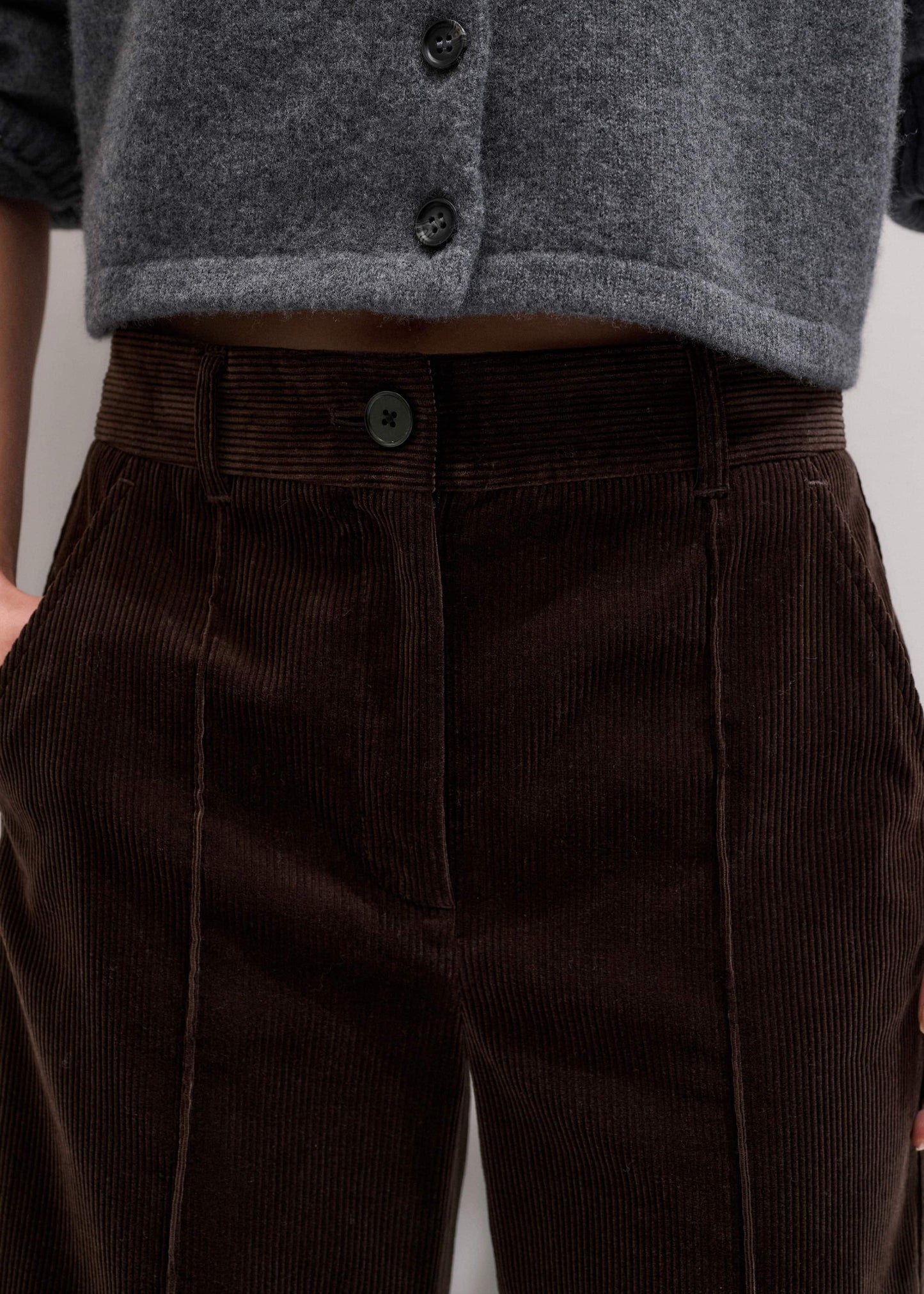 ME and EM Clothing Brown Italian Cord Straight Crop Pant