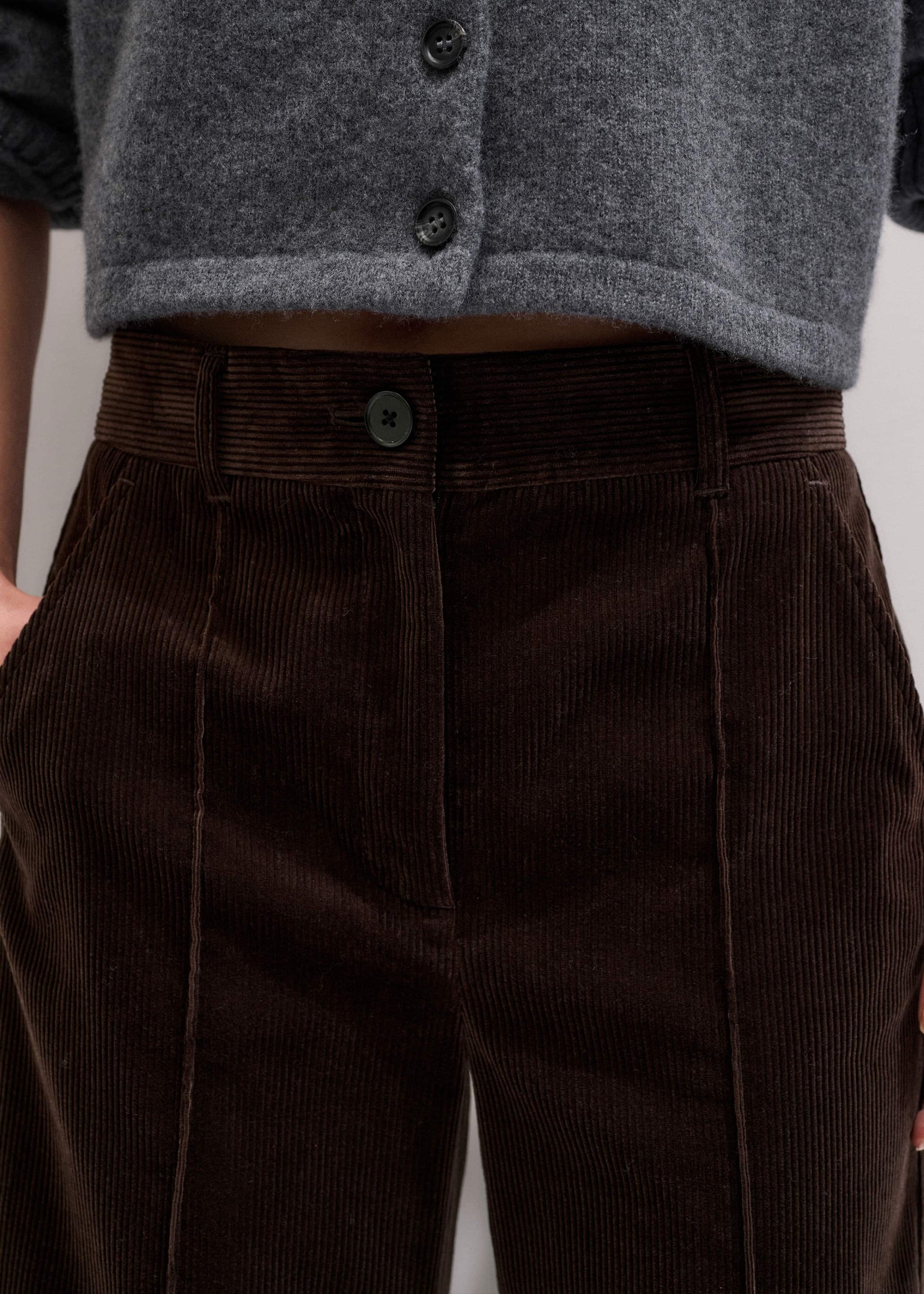 ME and EM Clothing Brown Italian Cord Straight Crop Pant