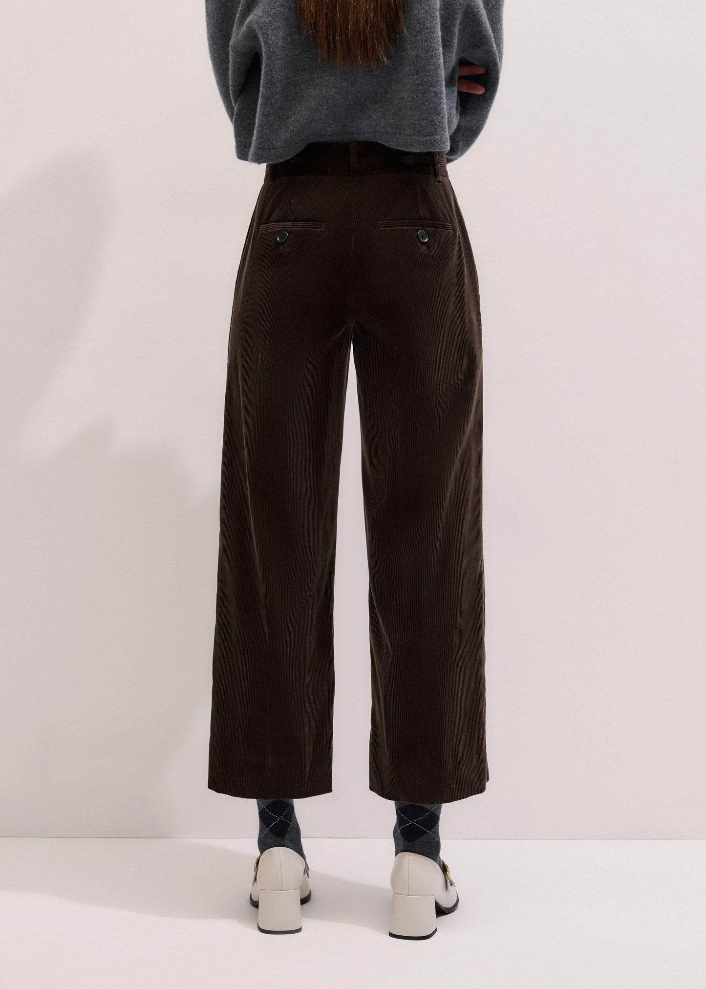 ME and EM Clothing Brown Italian Cord Straight Crop Pant
