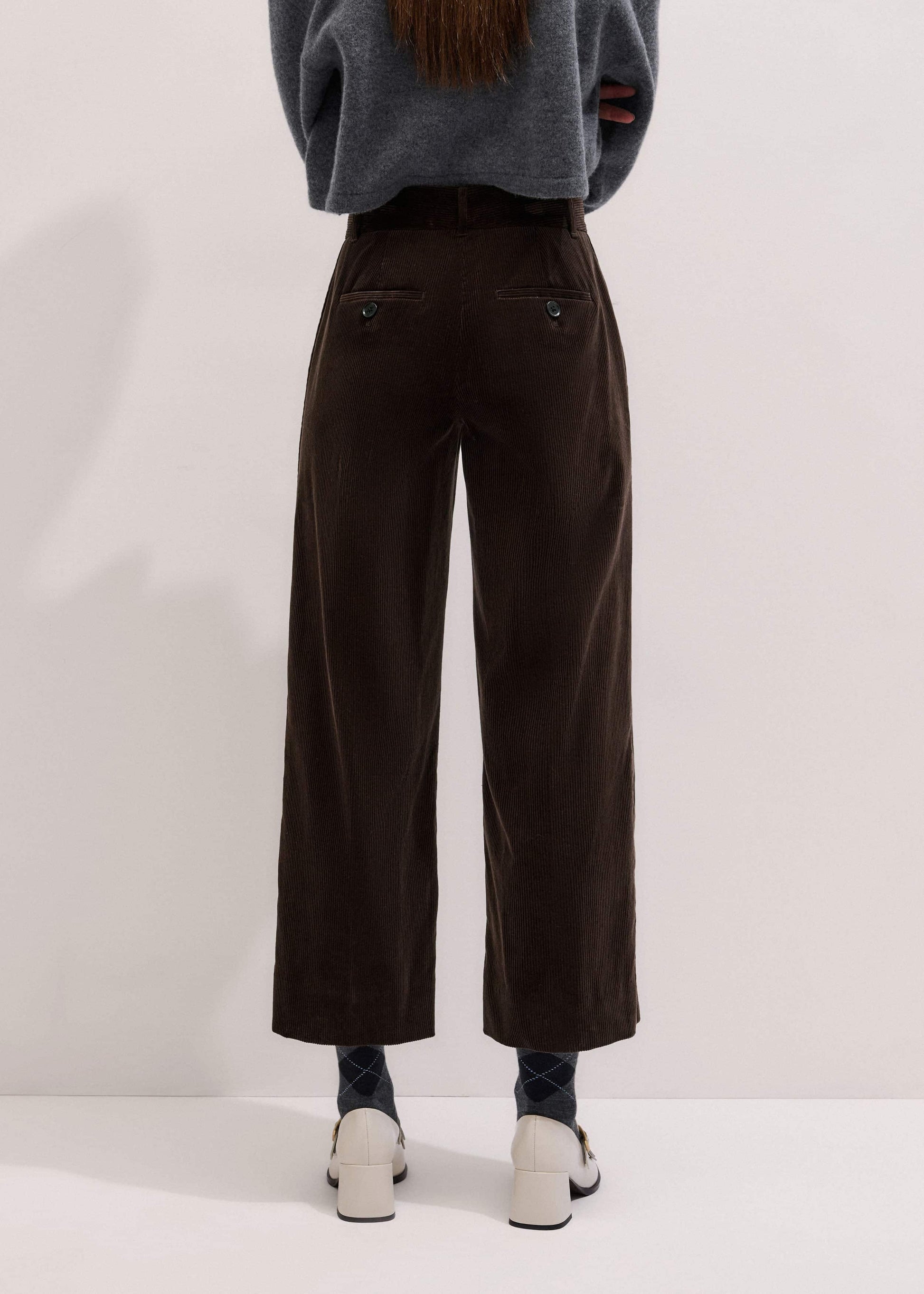 ME and EM Clothing Brown Italian Cord Straight Crop Pant