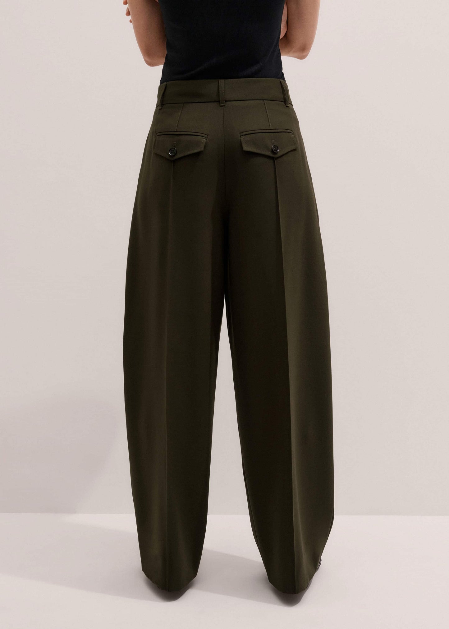 ME and EM Clothing Olive Green Pintuck Tapered Pant