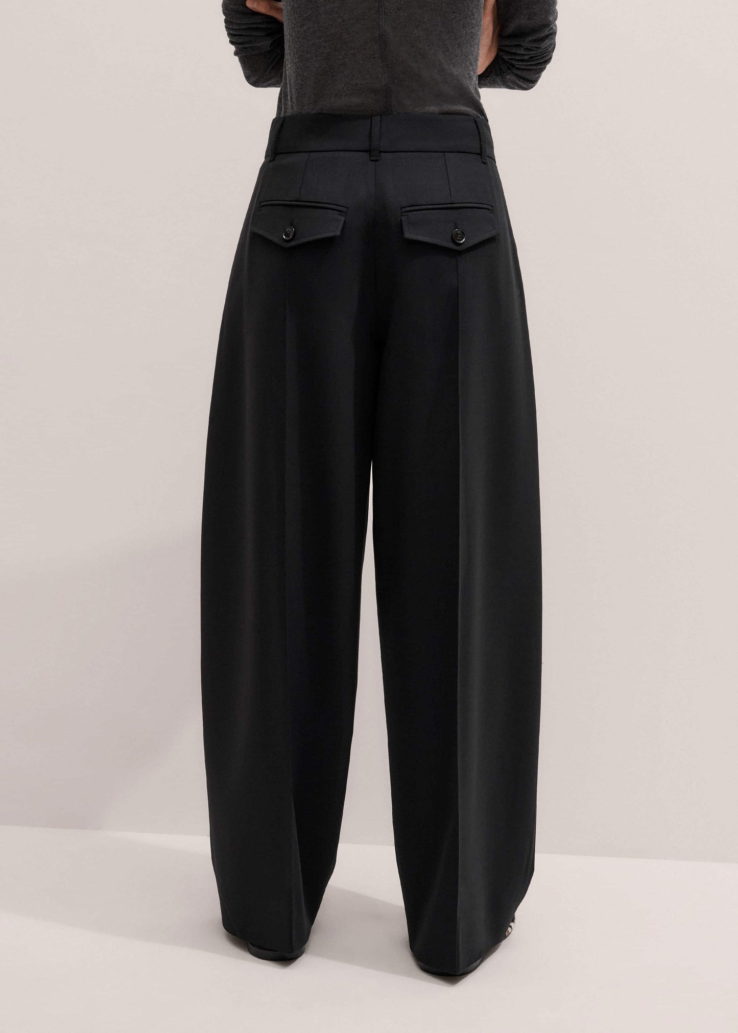 ME and EM Clothing Black Pintuck Taper Pant