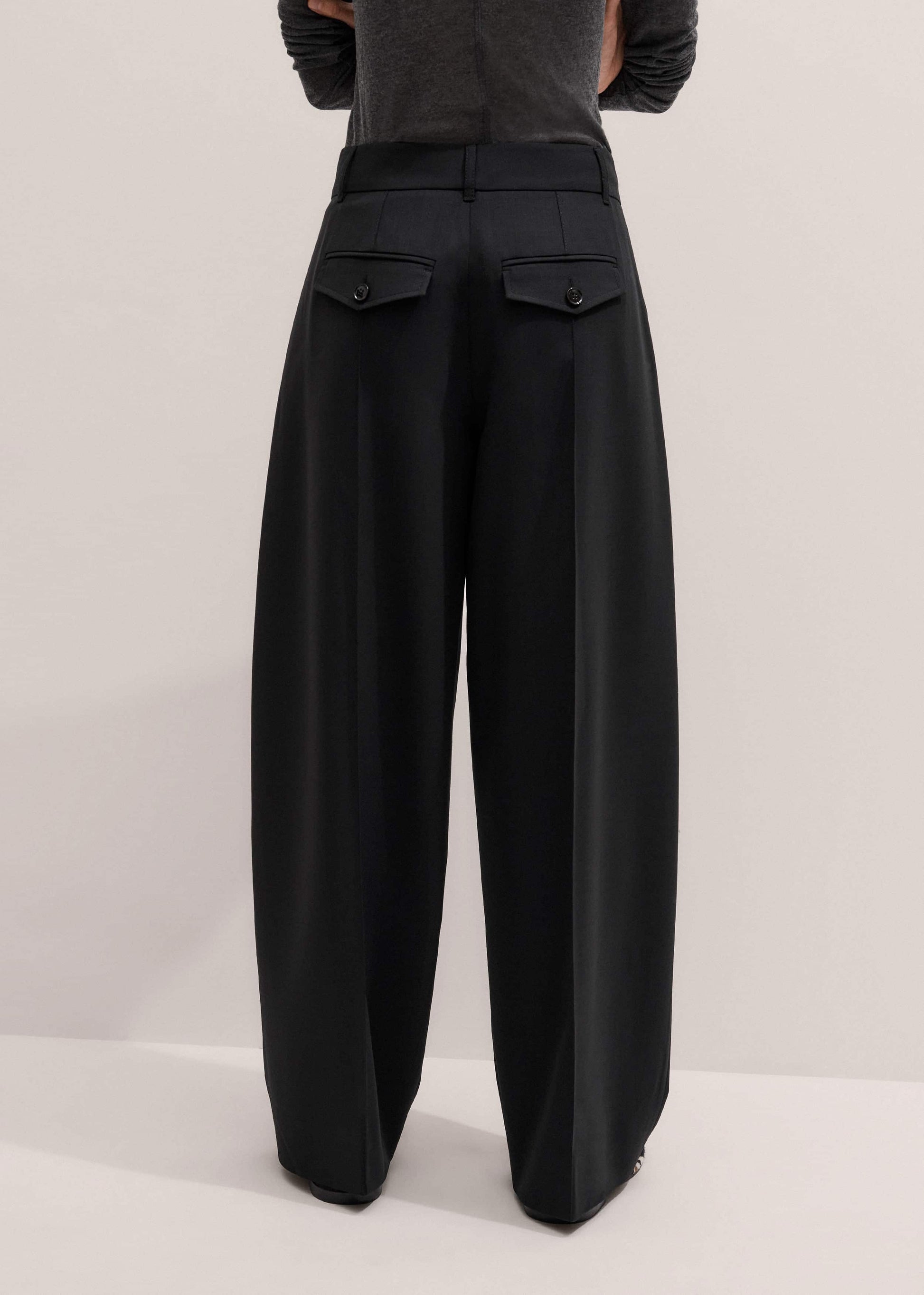 ME and EM Clothing Black Pintuck Taper Pant