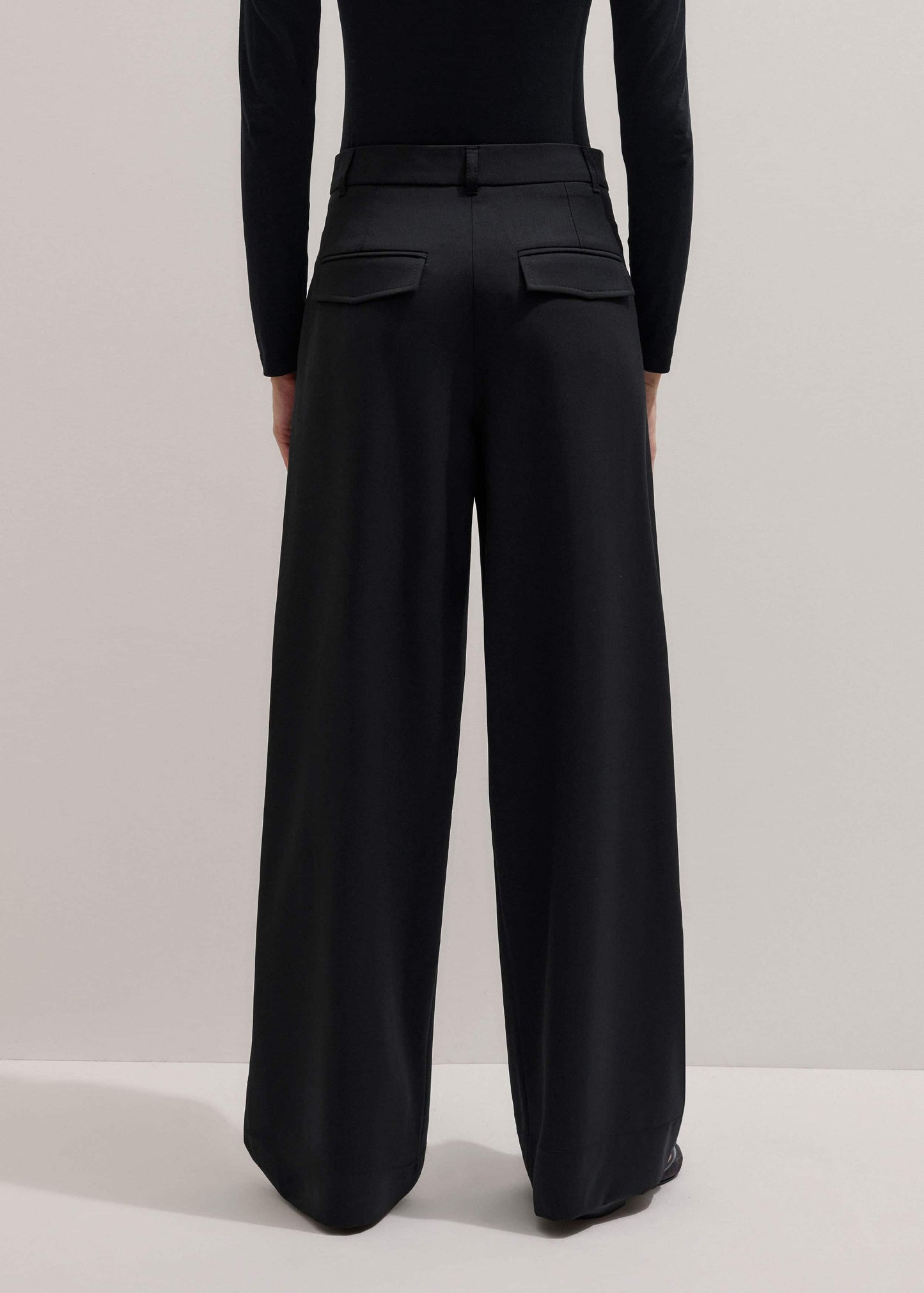 ME and EM Clothing Black Wool Exaggerated Tapered Pleat Pant