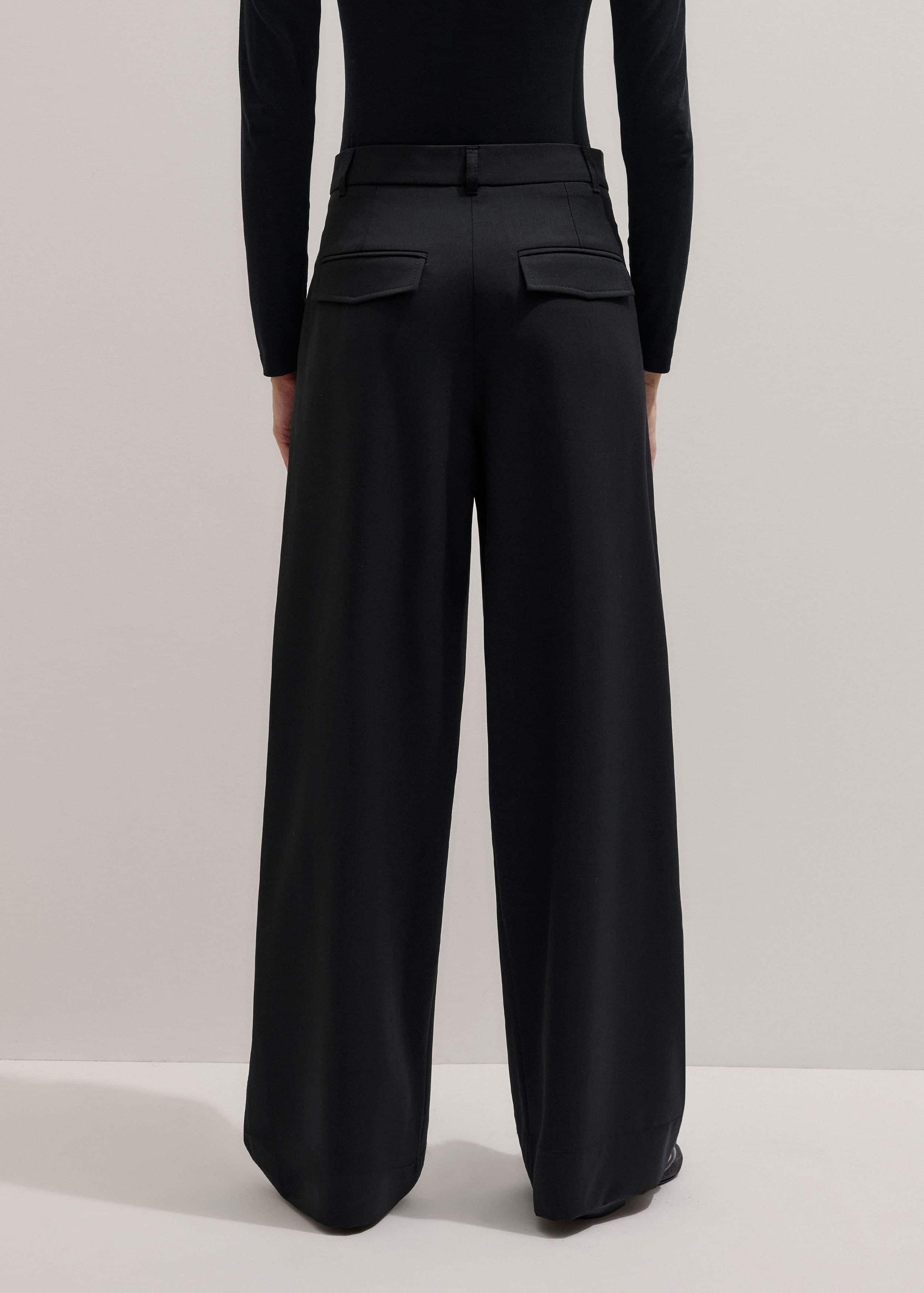 ME and EM Clothing Black Wool Exaggerated Tapered Pleat Pant